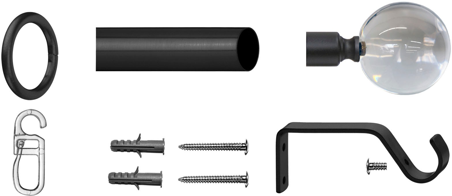 indeko Gardinenstange »Kugel Glas klar« Ø 16 mm 1 läufig-läufig Fixmaß Komp günstig online kaufen