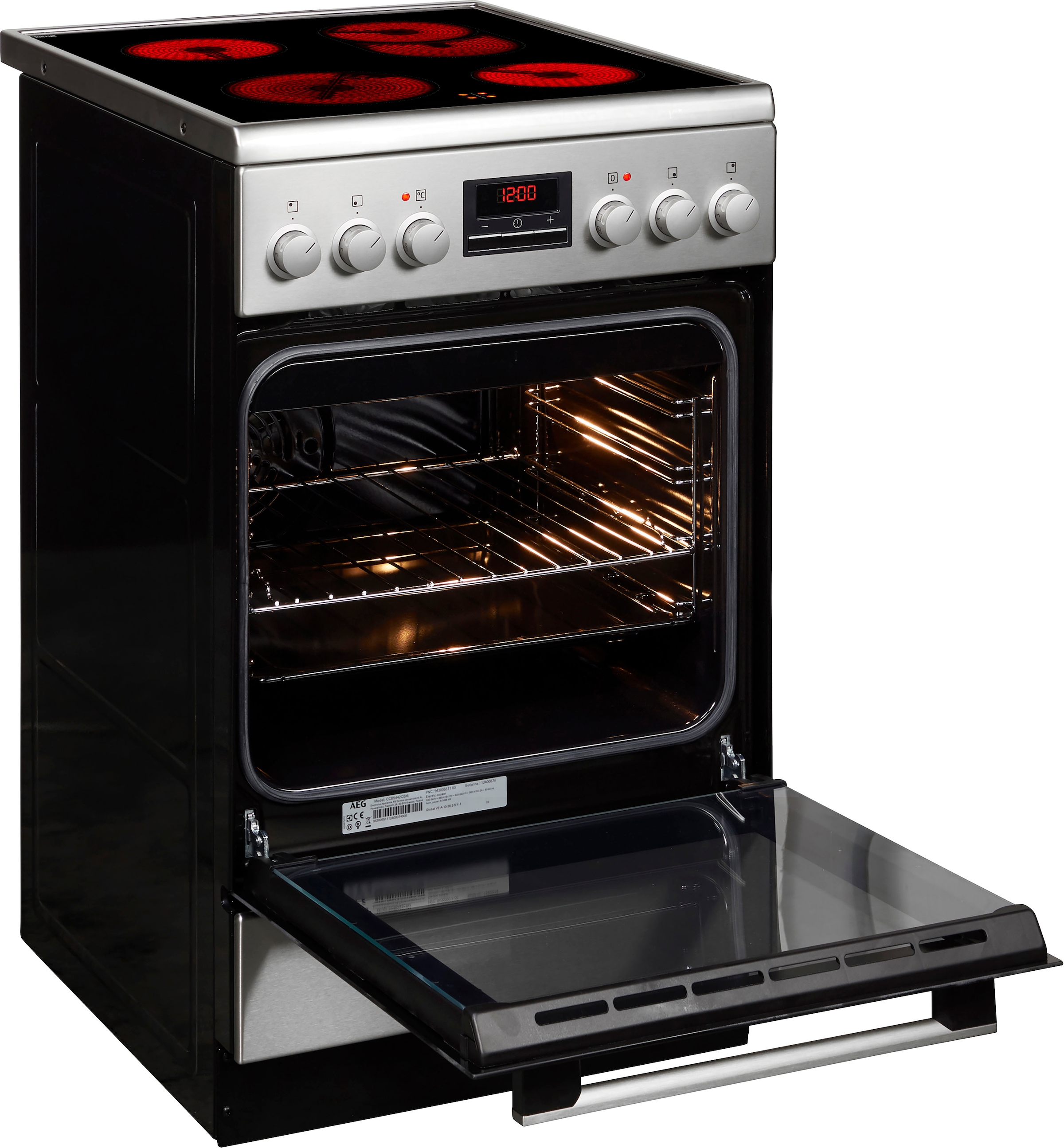 AEG Elektro-Standherd »CCB5442CBM«, mit FlexiRunners™ – Teilauszug (2 Paar), mit Glaskeramik-Kochfeld, Bräter- und Mehrkreiskochzone, 50 cm