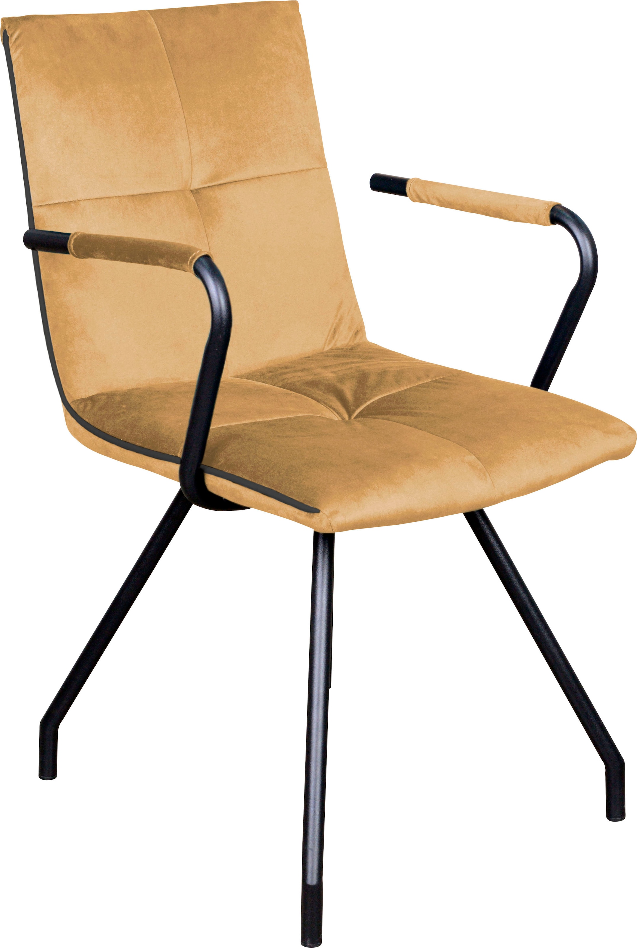Kayoom Polsterstuhl »Stuhl Eaden 225 2er-Set, samtiger Stoffbezug, Paspel aus Kunstleder«, (Set), 2 St., stilvoll, pflegeleicht, zeitgemäße Farbgebung, samtiger Stoffbezug