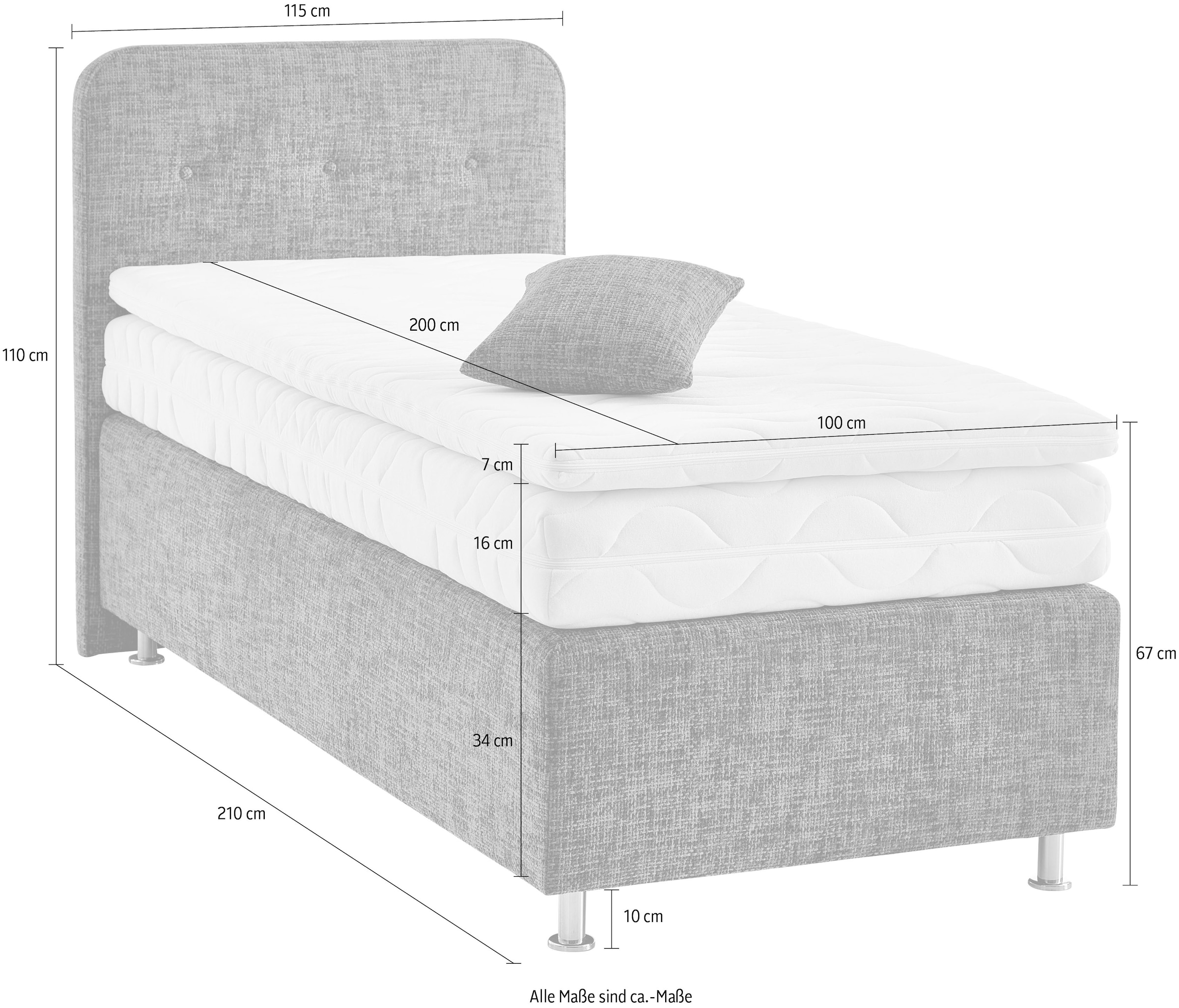 Westfalia Schlafkomfort Boxspringbett »Sapporo«, Inkl. Zierkissen, wählbar in H2, H3 & H4