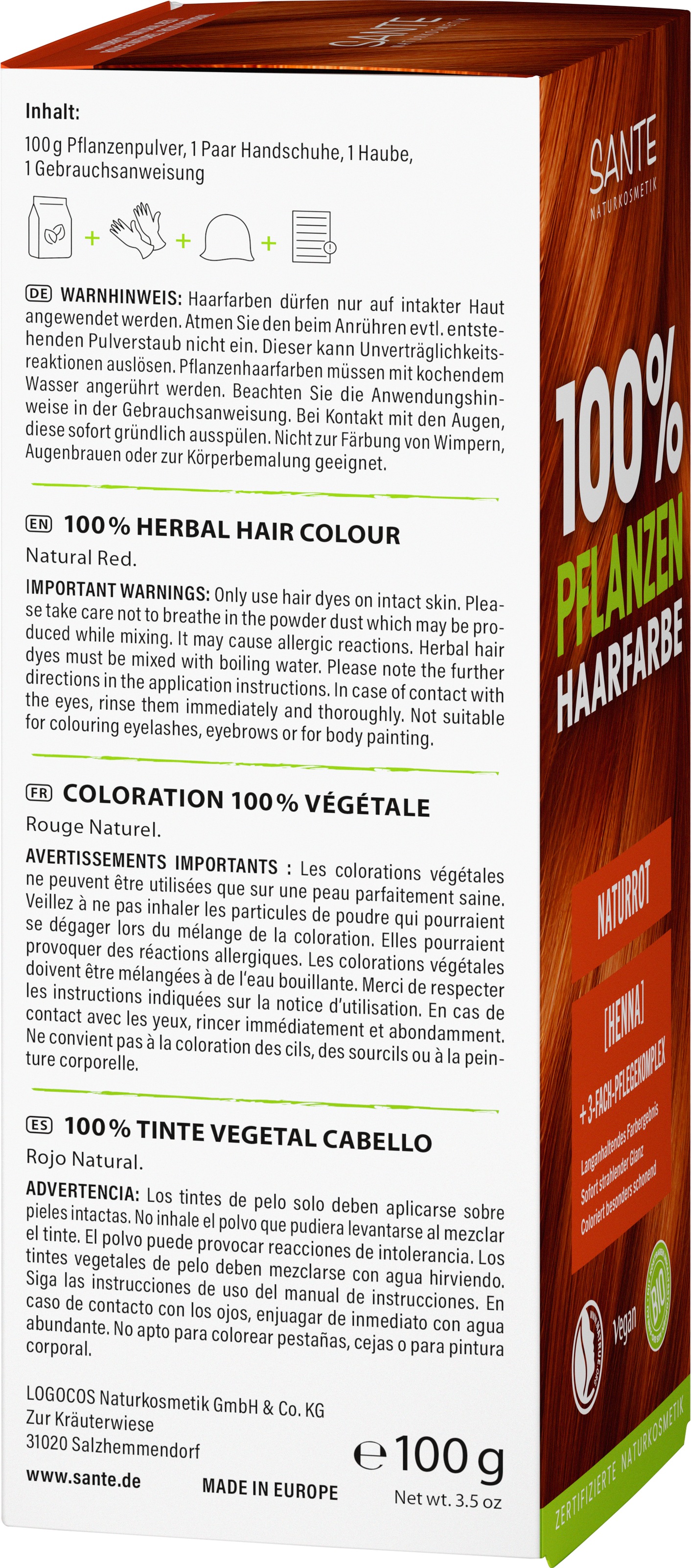 SANTE Coloration »PFLANZENHAARFARBE« mit Pflanzenpigmenten, permanente Colorierung, vegan