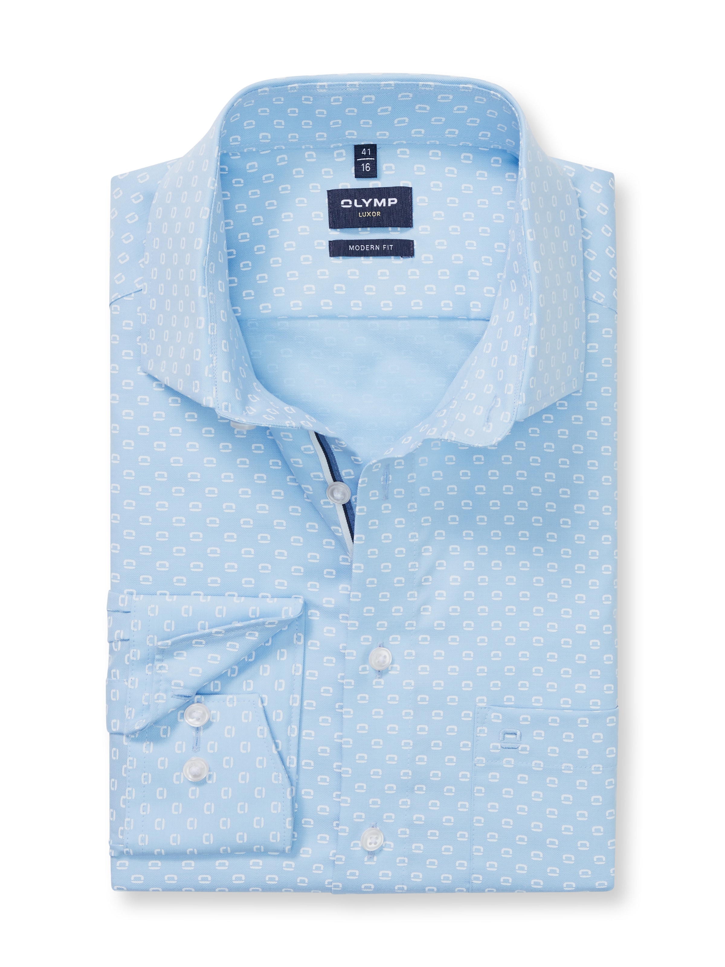 OLYMP Langarmhemd »Luxor modern fit« gemustert, Businesshemd, Global-Kentkragen, modern fit