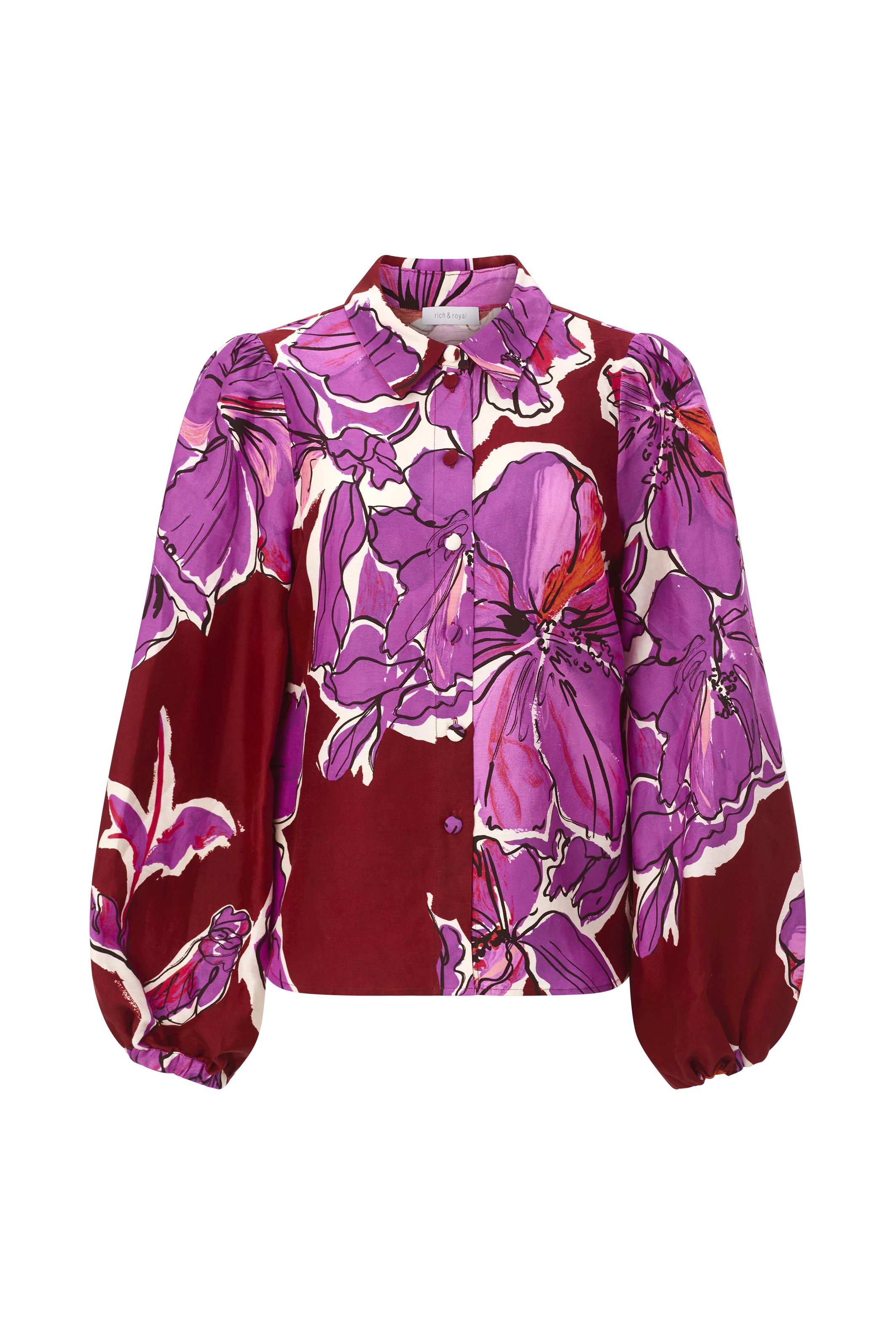 RICHROYAL Langarmbluse aus Leinen-Mix, Allover Blumenprint