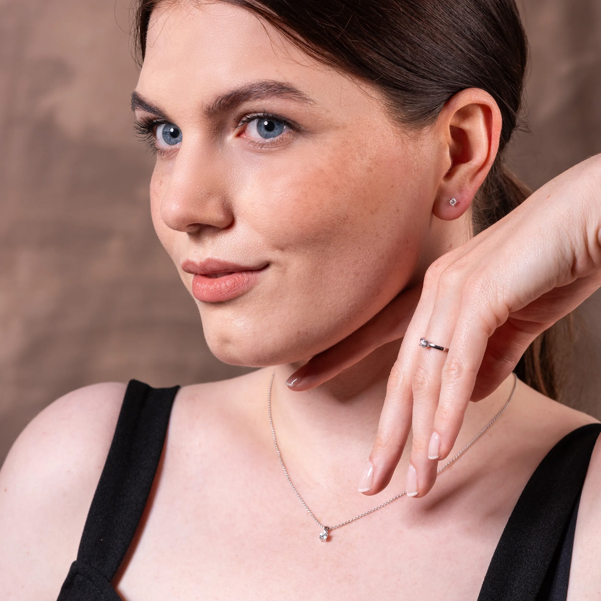 LYOMI Kettenanhänger »585/- Weißgold 1 synth. Diam. 0,20 ct.«