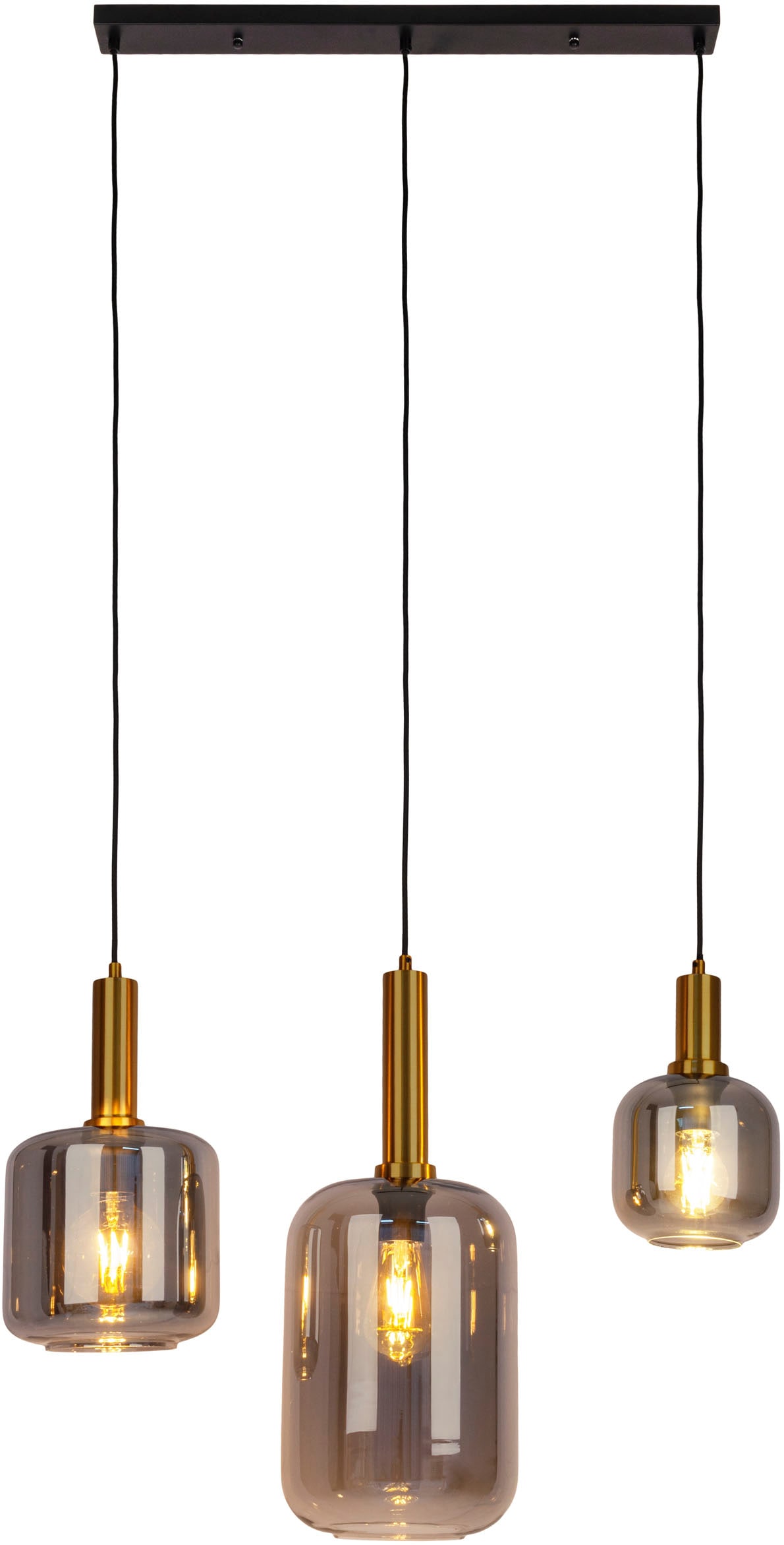 näve Pendelleuchte »Fumo« E27 1 Stk. aus Metall in Schwarz/Gold und Rauchgl günstig online kaufen