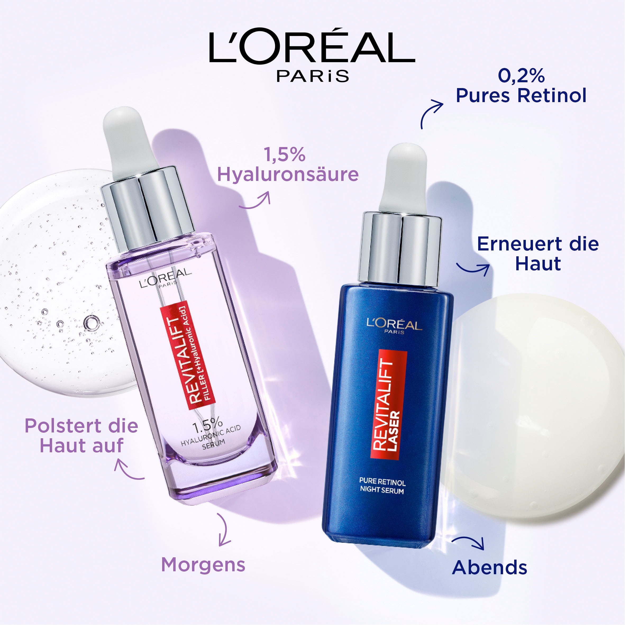 L'ORÉAL PARIS Gesichtsserum »REVITALIFT LASER ANTI-FALTEN NACHT SERUM« mildert Falten, mit Retinol, mit Pipette