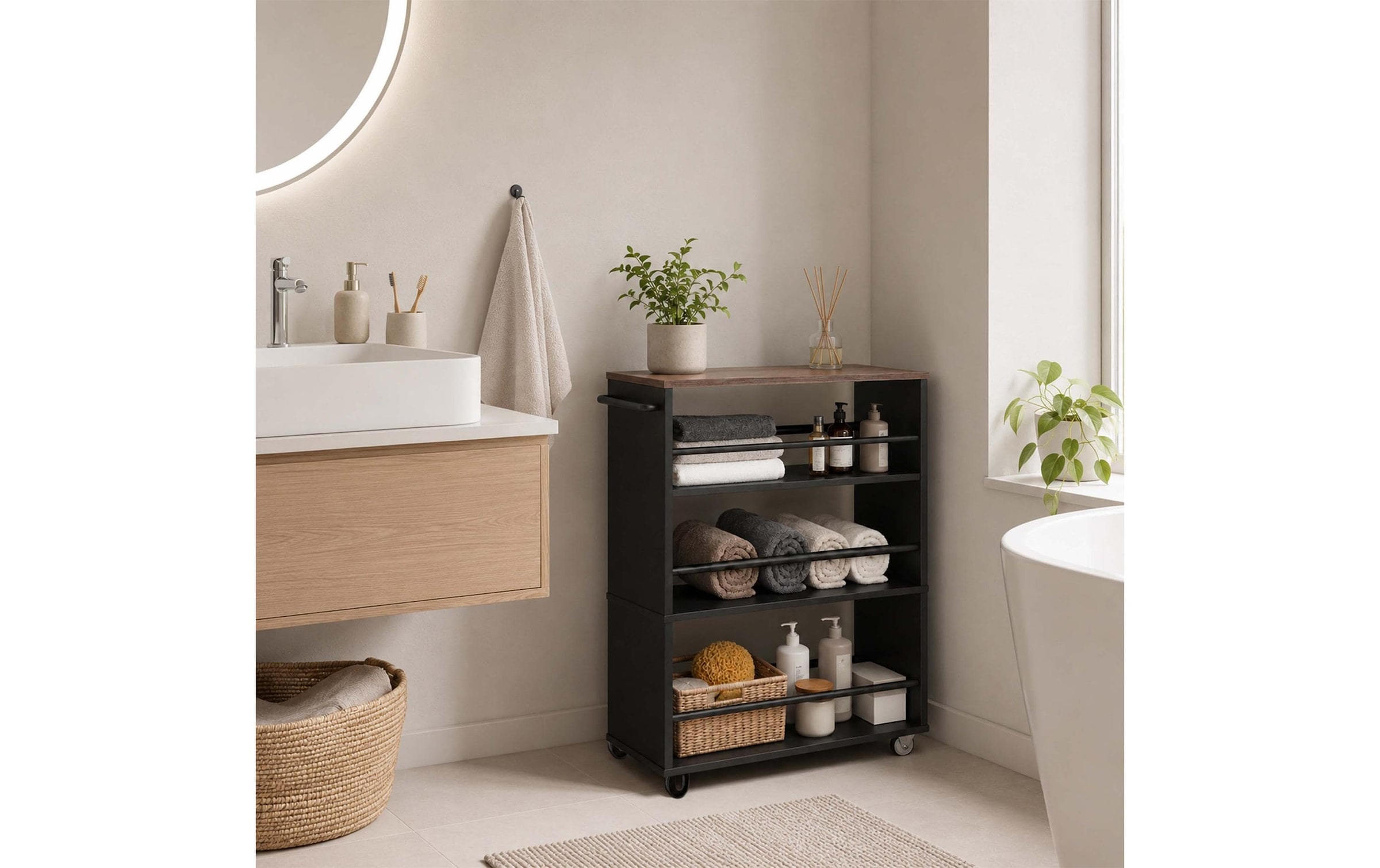 relaxdays Beistellwagen »Nischenordnungswagen 15 x 80 x 45 cm«
