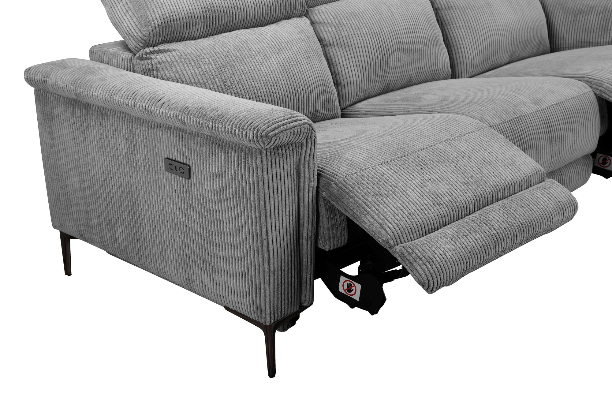 Places of Style 3-Sitzer »Lund Cord, mit manueller o. elektrischer Relaxfunktion in 2 Sitzen,«, USB-A, Kopfteilverstellung, Breite 222 cm