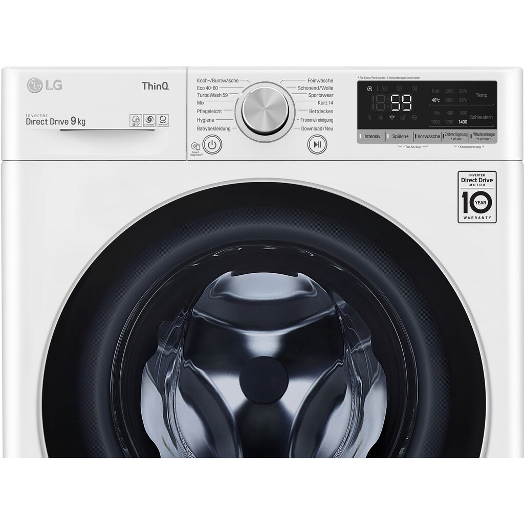 LG Waschmaschine »F4WV409S1B«, F4WV409S1B, 9 kg, 1400 U/min, ThinQ®-Technologie