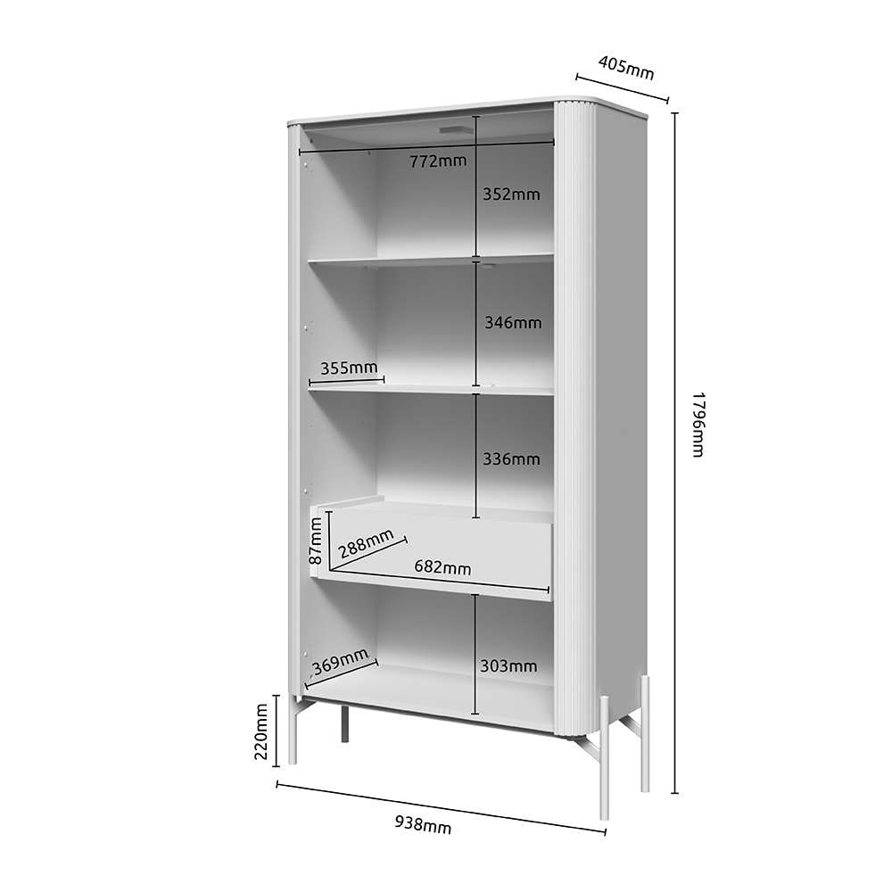 Home affaire Vitrine »Rondo, Showcase, Parsol-Sicherheitsglas, integrierte LED-Beleuchtung« UV lackiert, Soft Close Funktion, Metallrahmen als Basis des Elements