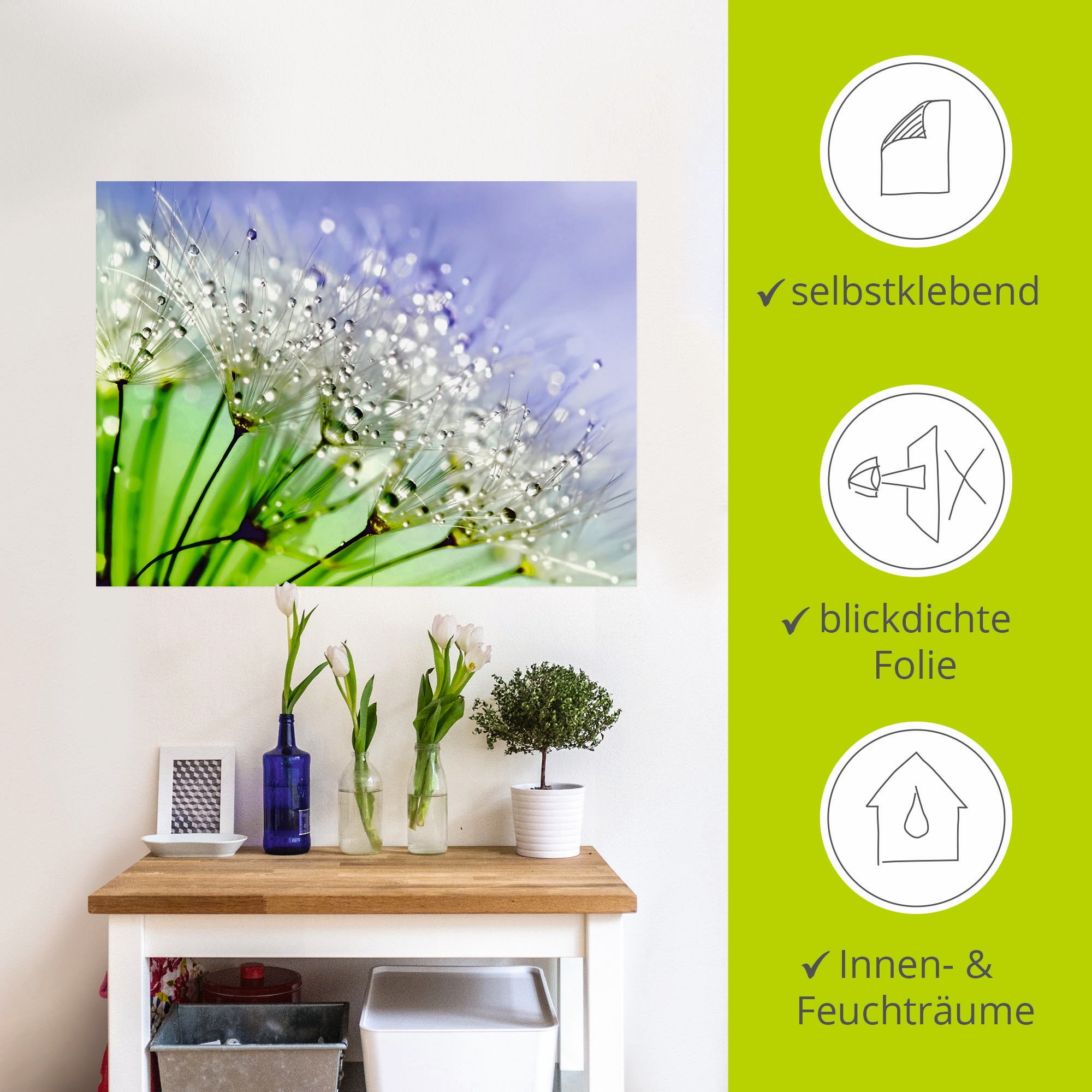 Artland Wandbild »Glitzernde Pusteblume III«, Blumen, (1 St.), als Leinwandbild, Poster, Wandaufkleber in verschied. Größen