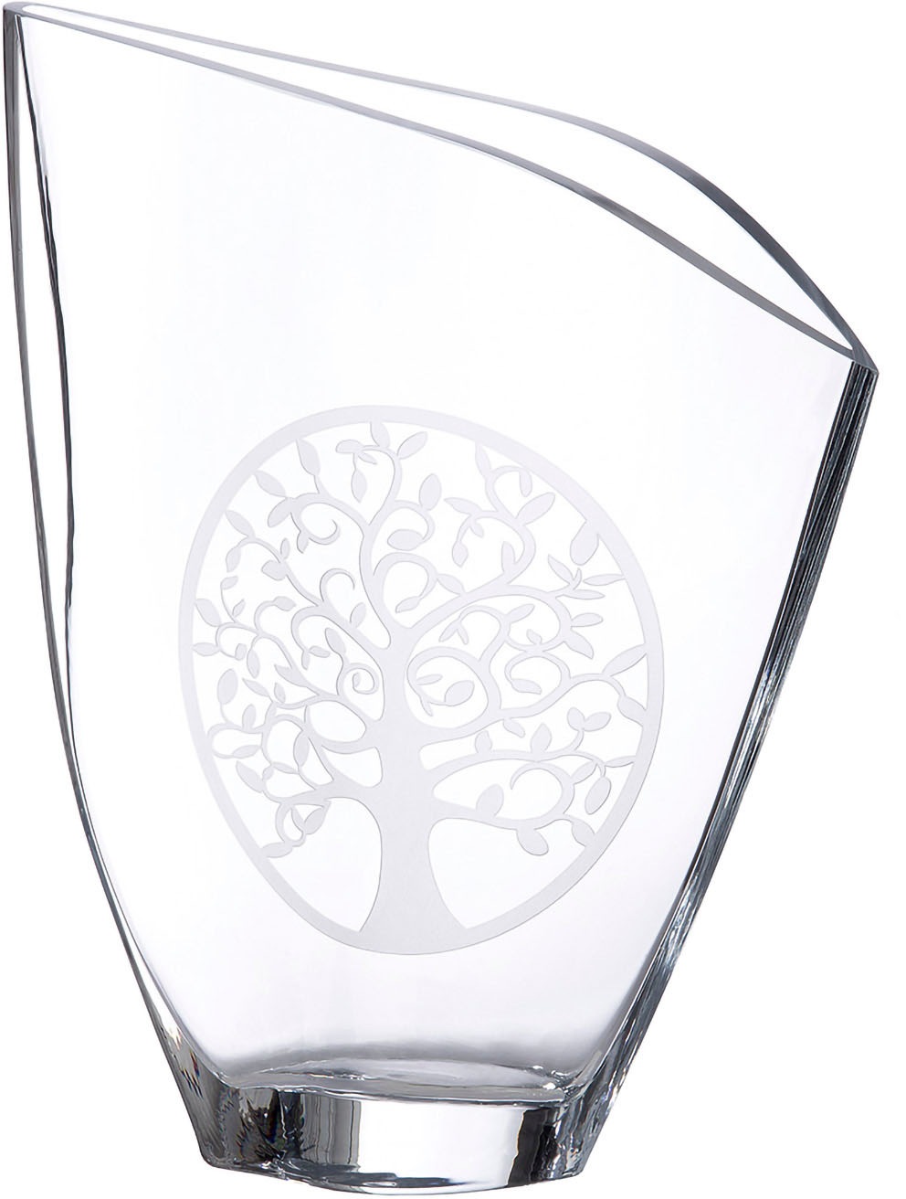 Casablanca by Gilde Tischvase »Lebensbaum« Vase aus Glas, mit schräger Öffn günstig online kaufen