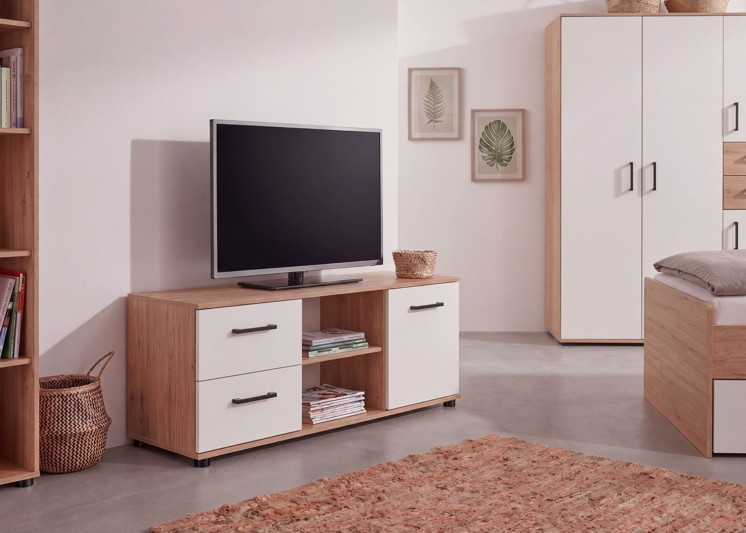 arthur berndt Jugendzimmer-Set »Jugendzimmer-Set »Bente« 5-teilig« 5tlg -Schrank, Bett, Schreibtisch, Sideboard, Standregal, 5 tlg. Stauraumstark, pflegeleicht, zeitlos, Made in Germany