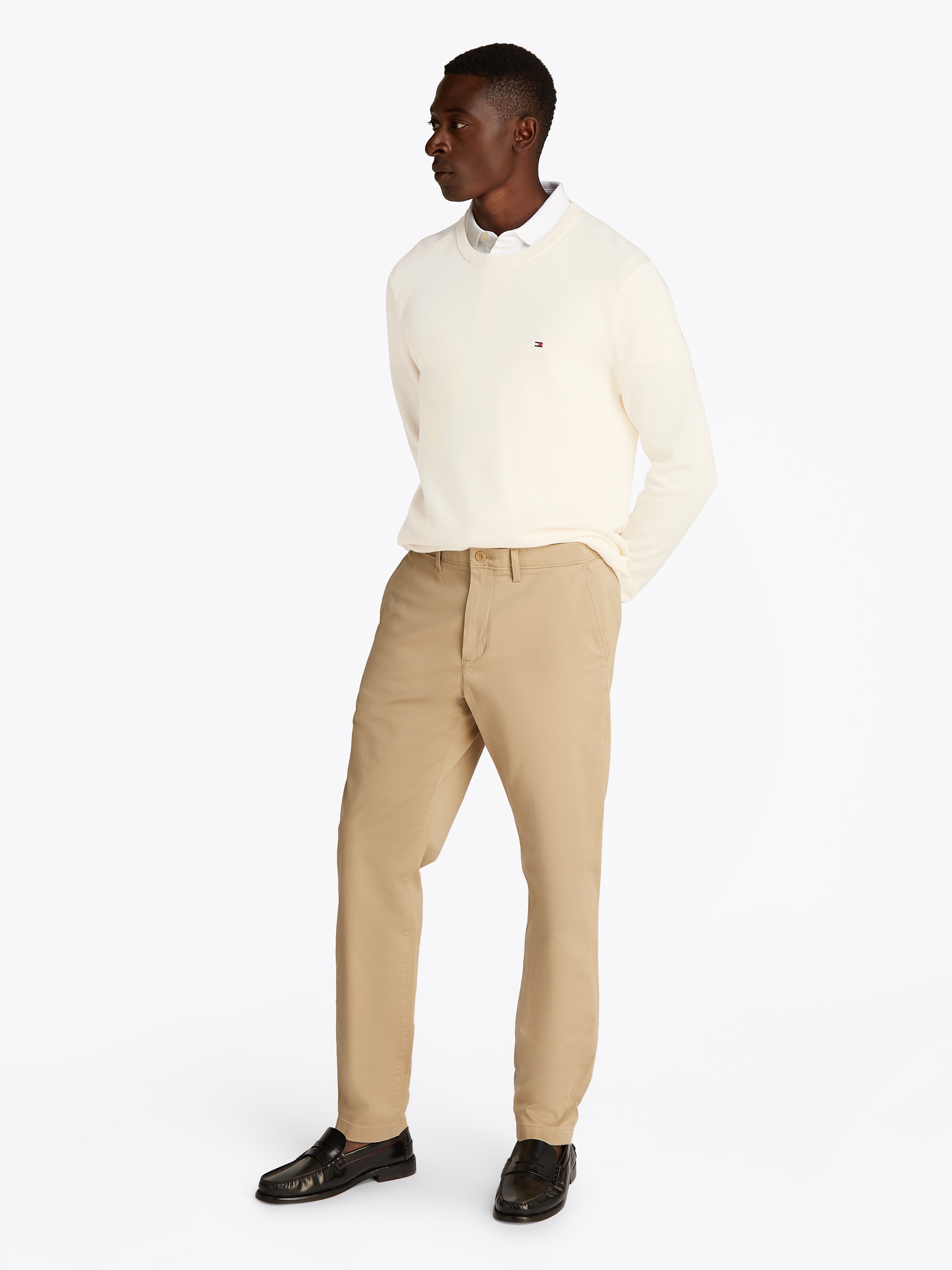 Tommy Hilfiger Rundhalspullover »ESSENTIAL STRUCTURE CREW NECK mit Struktur und Label«, unifarben, casual, regular fit, Baumwolle, Rundhals