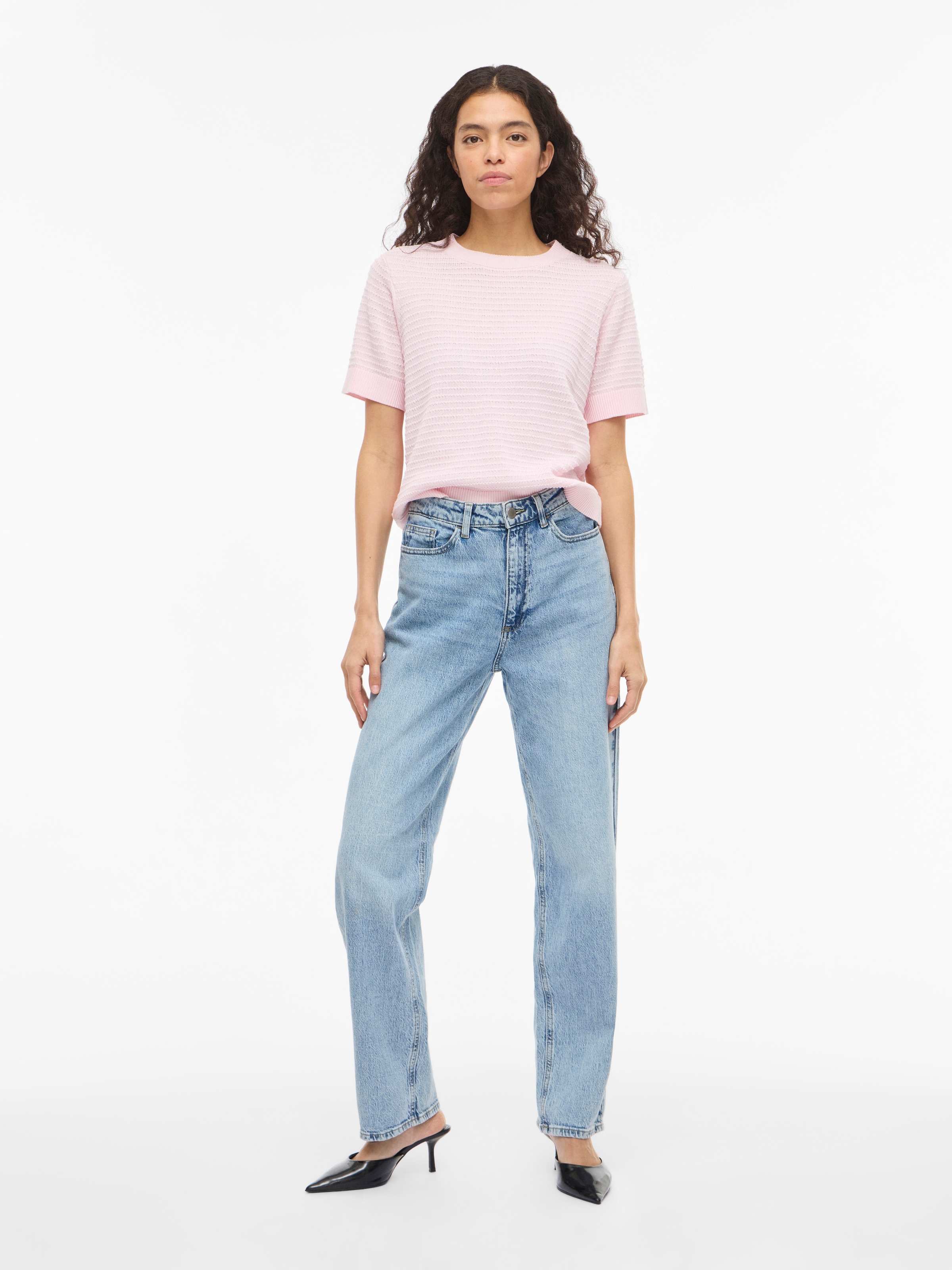 Vila Kurzarmpullover »VILOLLO O-NECK S/S DETAIL KNIT TOP- NOOS«