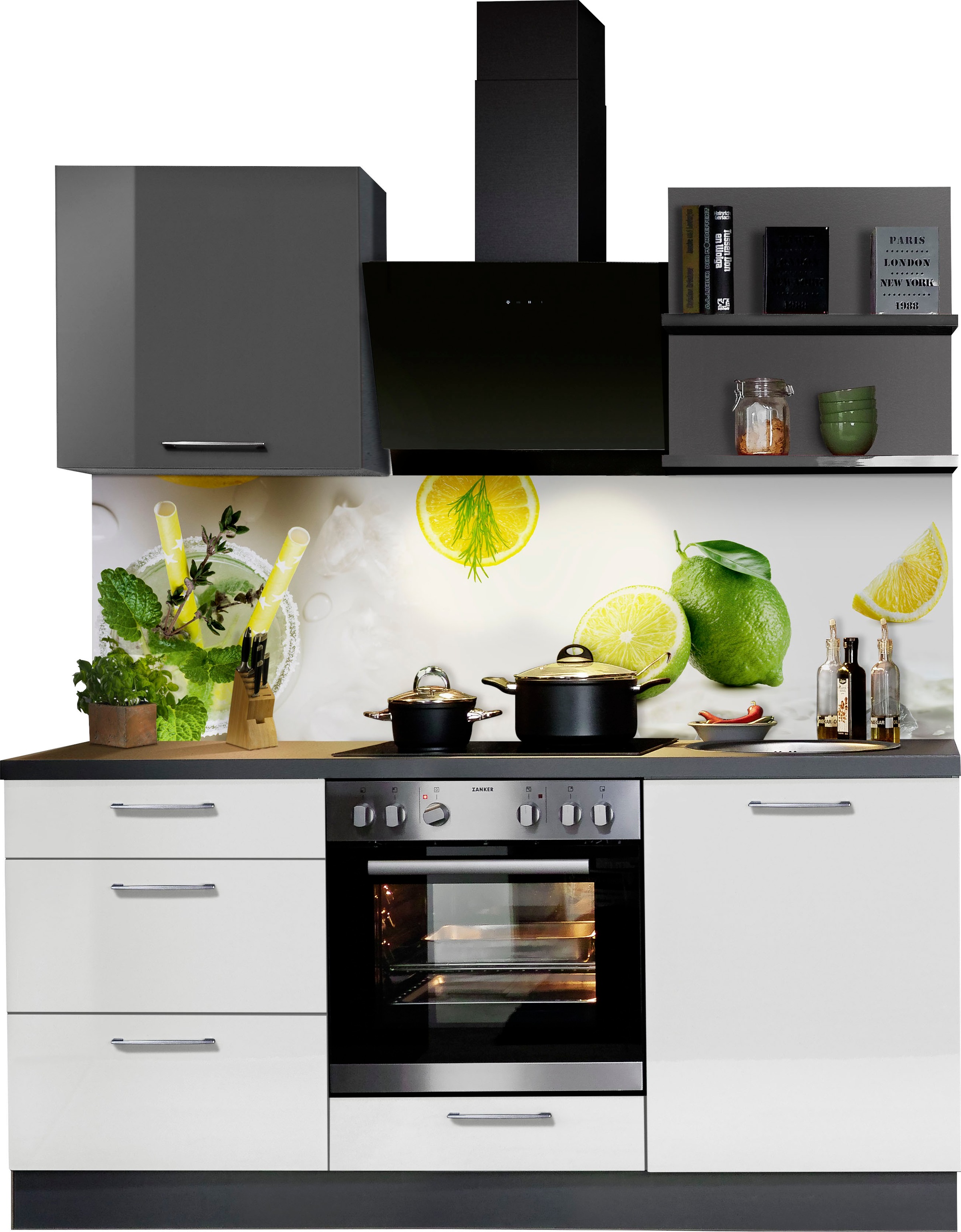 KOCHSTATION Küchenzeile »"KS-Jena", Breite 180 cm, vormontiert«, mit Soft-Close-Funktion, Arbeitshöhe 91 cm, wahlw. mit E-Geräten