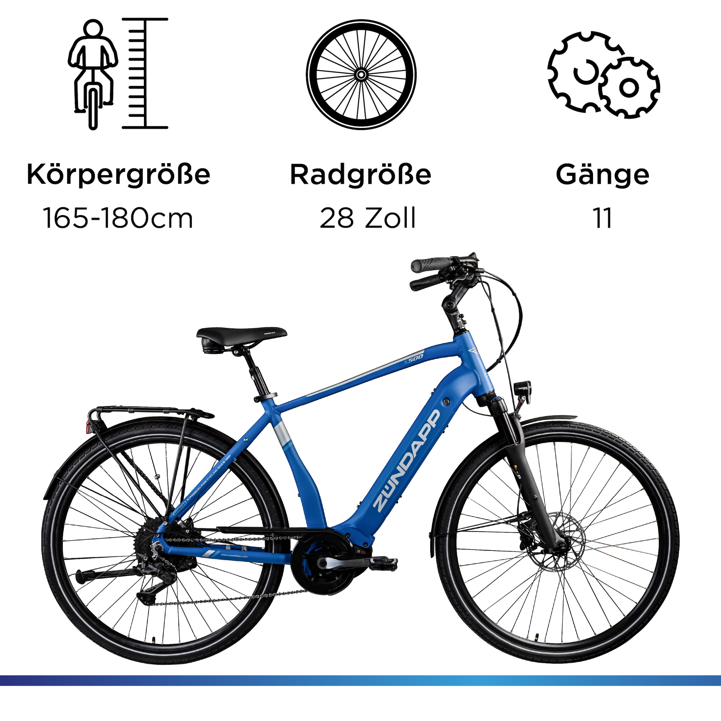 Zündapp E-Bike »X500«, 11 Gang, Shimano, Deore, Mittelmotor 250 W, Pedelec, Elektrofahrrad für Damen u. Herren
