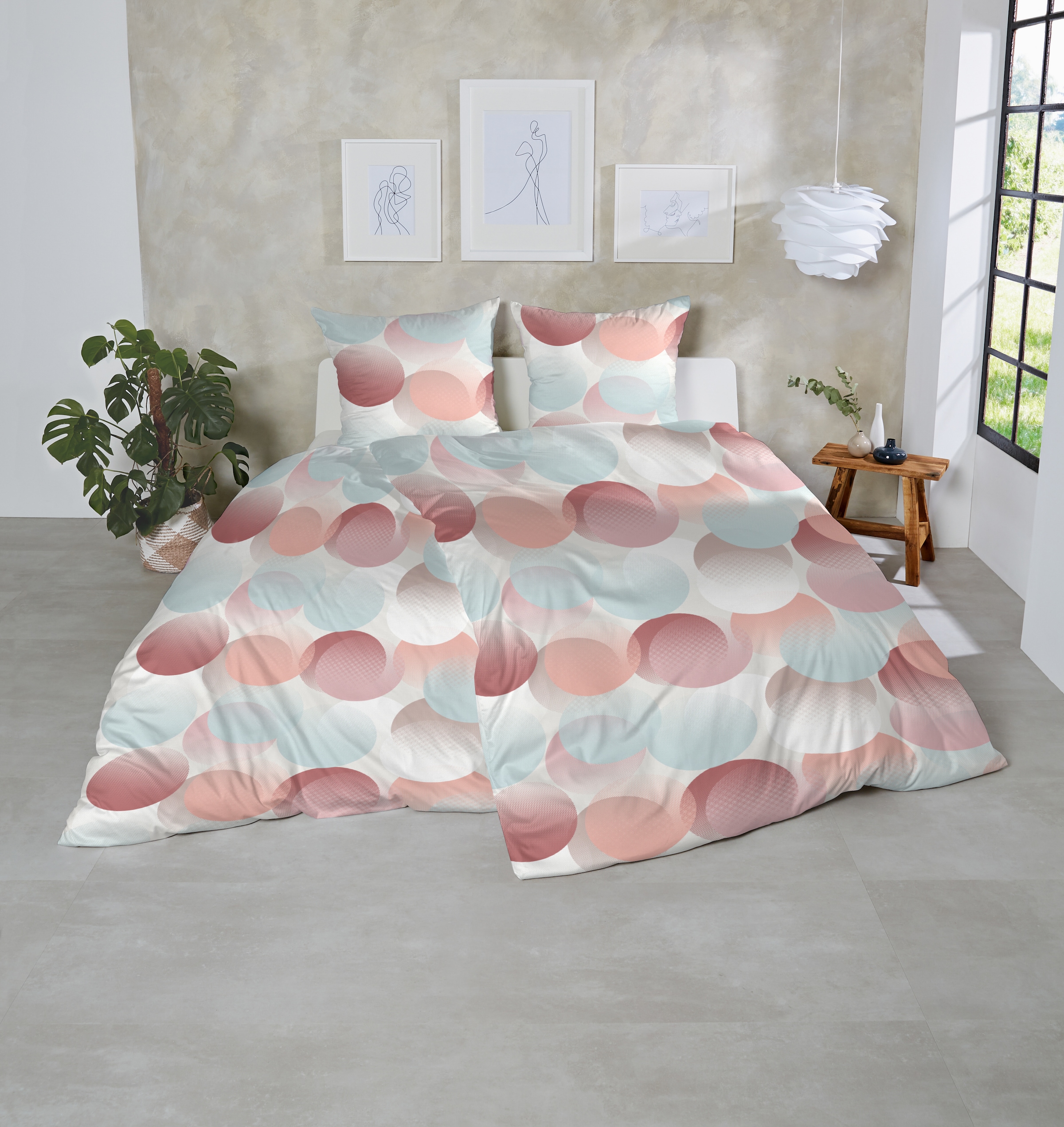 Primera Bettwäsche »Perkal-Bettwäsche Zeitreise« 2 Stk. tlg. mit Kreisen