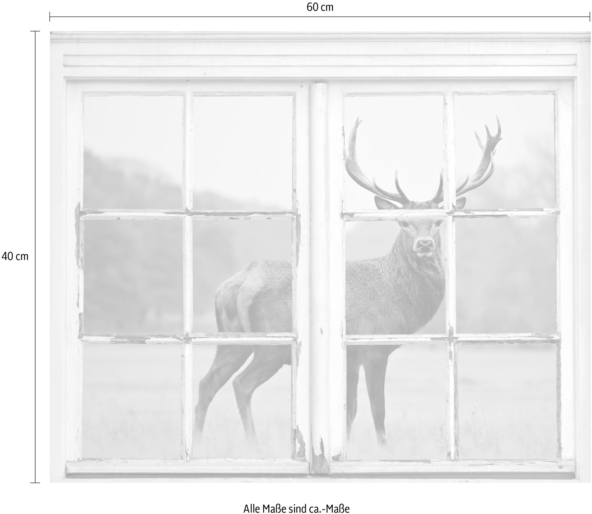 queence Wandsticker »Hirsch«, Wandsticker, Wandbild, selbstklebend, 3D, Fenster, Hirsch