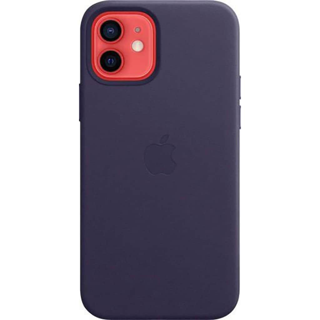 Apple Smartphone-Hülle »iPhone 12 / 12 Pro Leder Case mit MagSafe - Dunkelviolett«, iPhone 12-iPhone 12 Pro, 15,5 cm (6,1 Zoll)