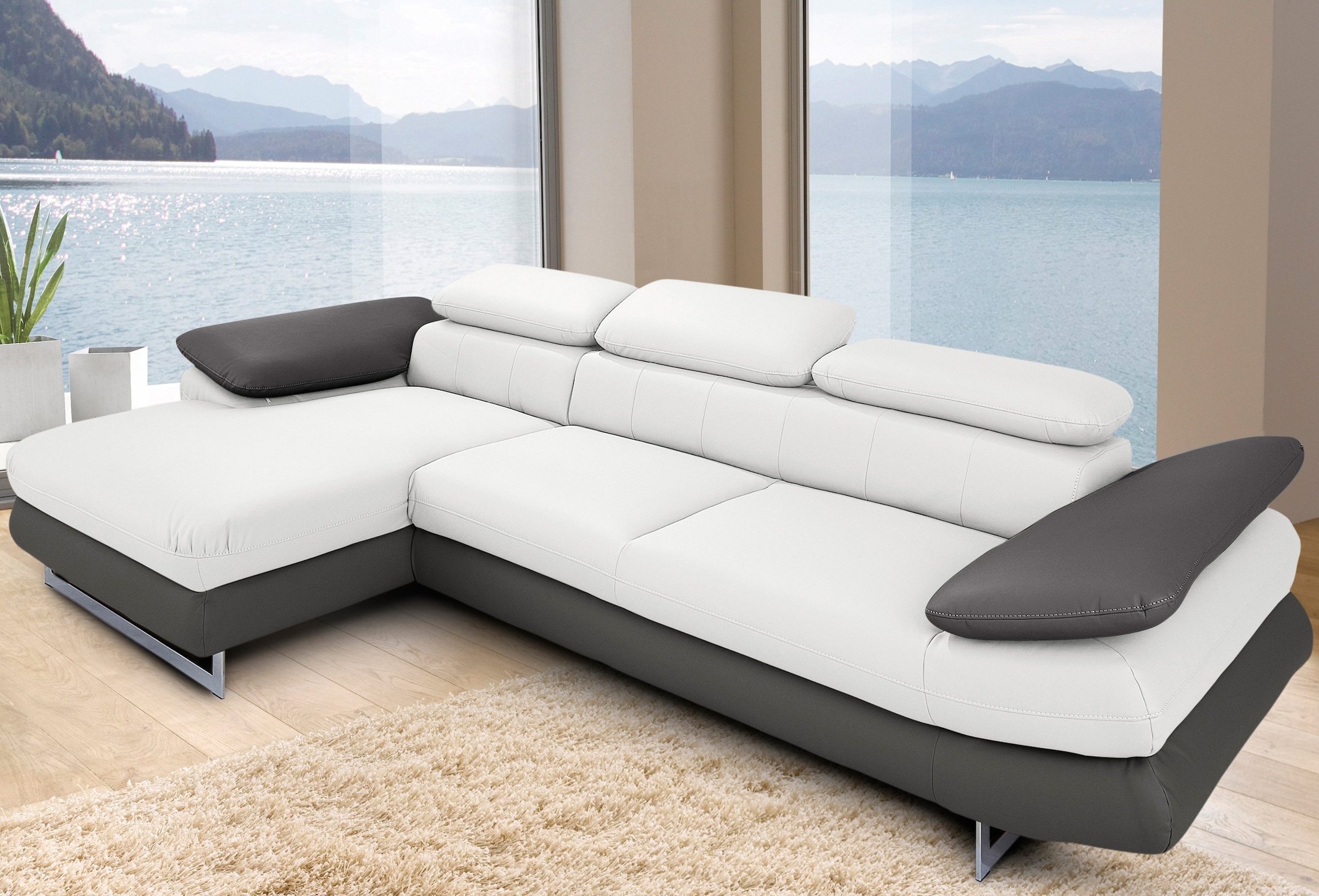 INOSIGN Ecksofa »Solution L-Form«, mit Arm- & Kopfteilverstellung, wahlweis günstig online kaufen