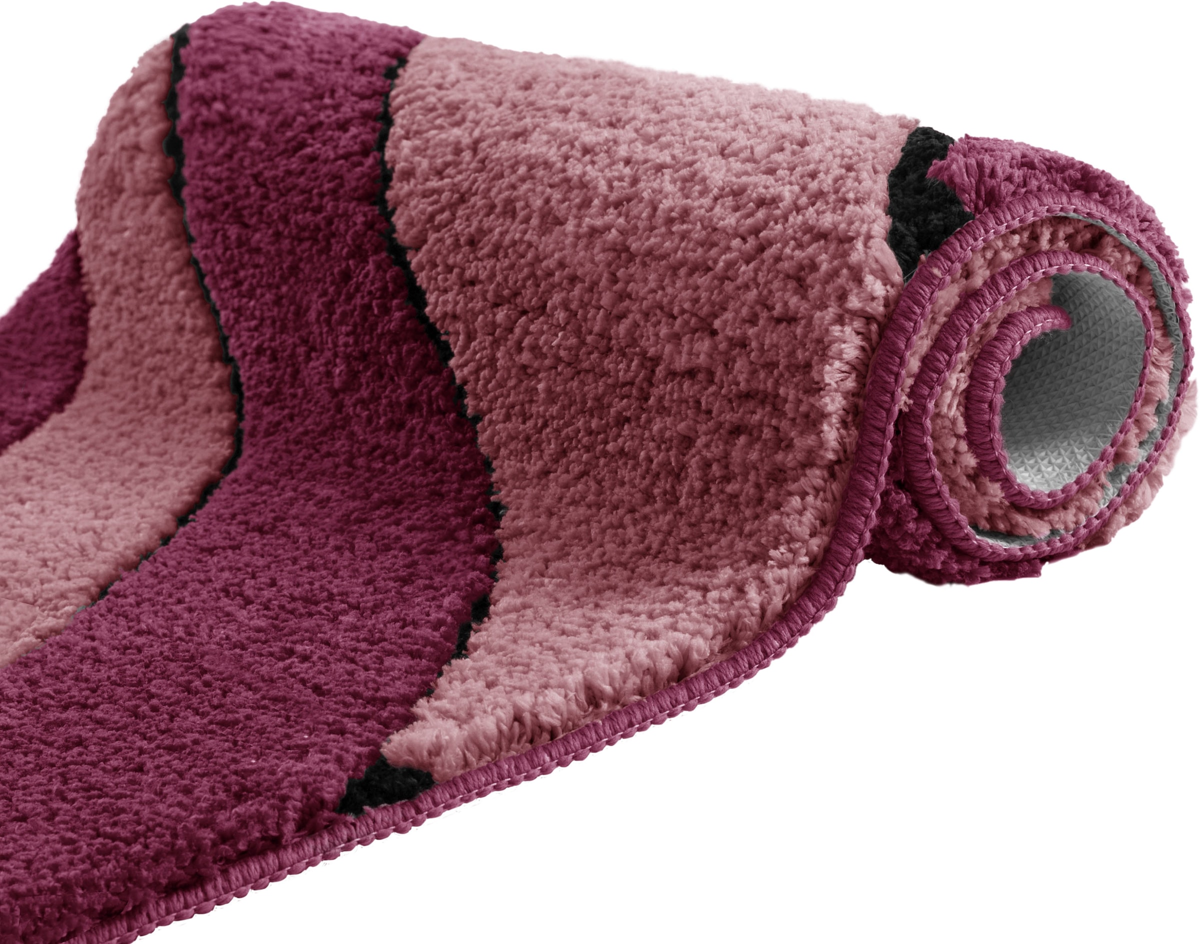 my home Badematte »Anna, Badvorleger, Badezimmer Teppich«, rutschhemmend beschichtet, fußbodenheizungsgeeignet-schnell trocknend, Badteppich, Hoch Tief Effekt, Modern, Weich, Wellen
