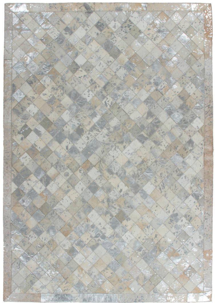 Kayoom Lederteppich »Lavish 210 - Fellteppich«, rechteckig, 8 mm Höhe, 100% Rindsleder, Patchwork-Dessin, Wohnzimmer