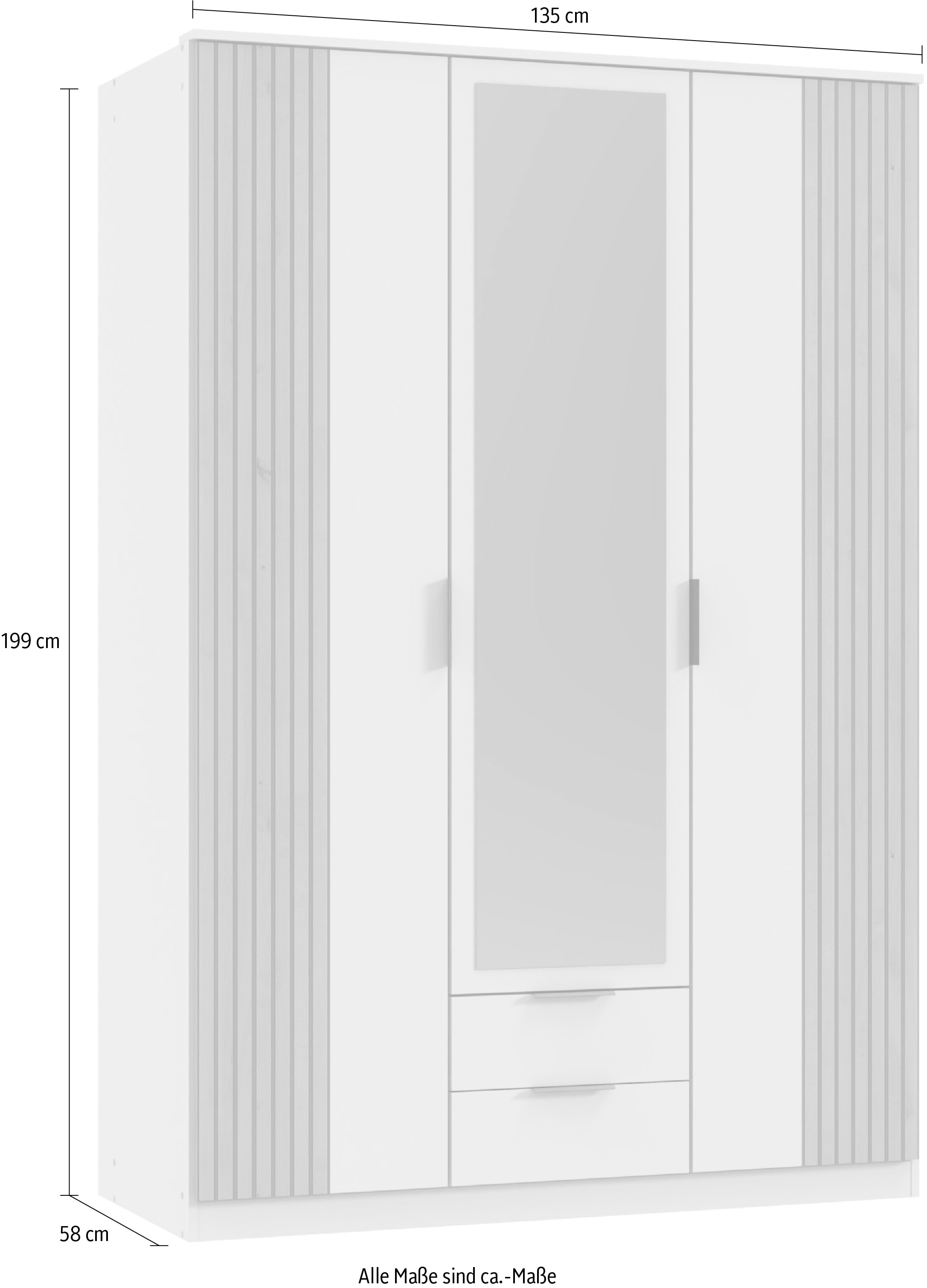 Wimex Drehtürenschrank »Rügen«, mit trendiger Dekorfolie Akkustikpaneel-Optik, mit Spiegel