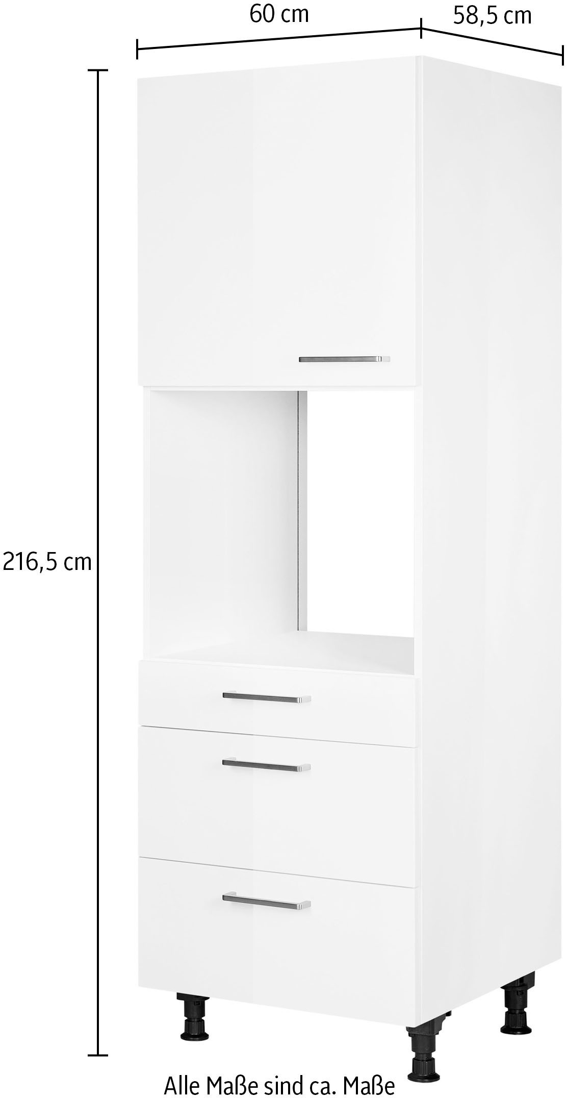 nobilia® Backofenumbauschrank »"Flash", Ausrichtung wählbar, mit Schublade und zwei Auszügen und«, einer Tür, vormontiert, Breite/Höhe: 60/216,6 cm