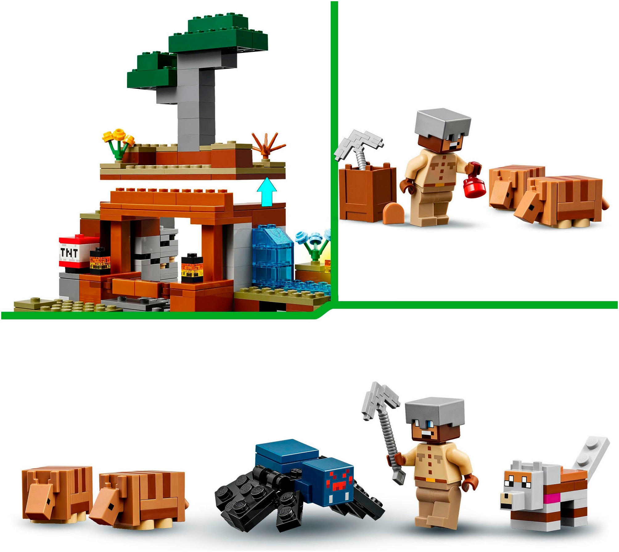 LEGO® Konstruktionsspielsteine »Die Expedition zur Gürteltiermine (21269), LEGO Minecraft«, (247 St.), Made in Europe