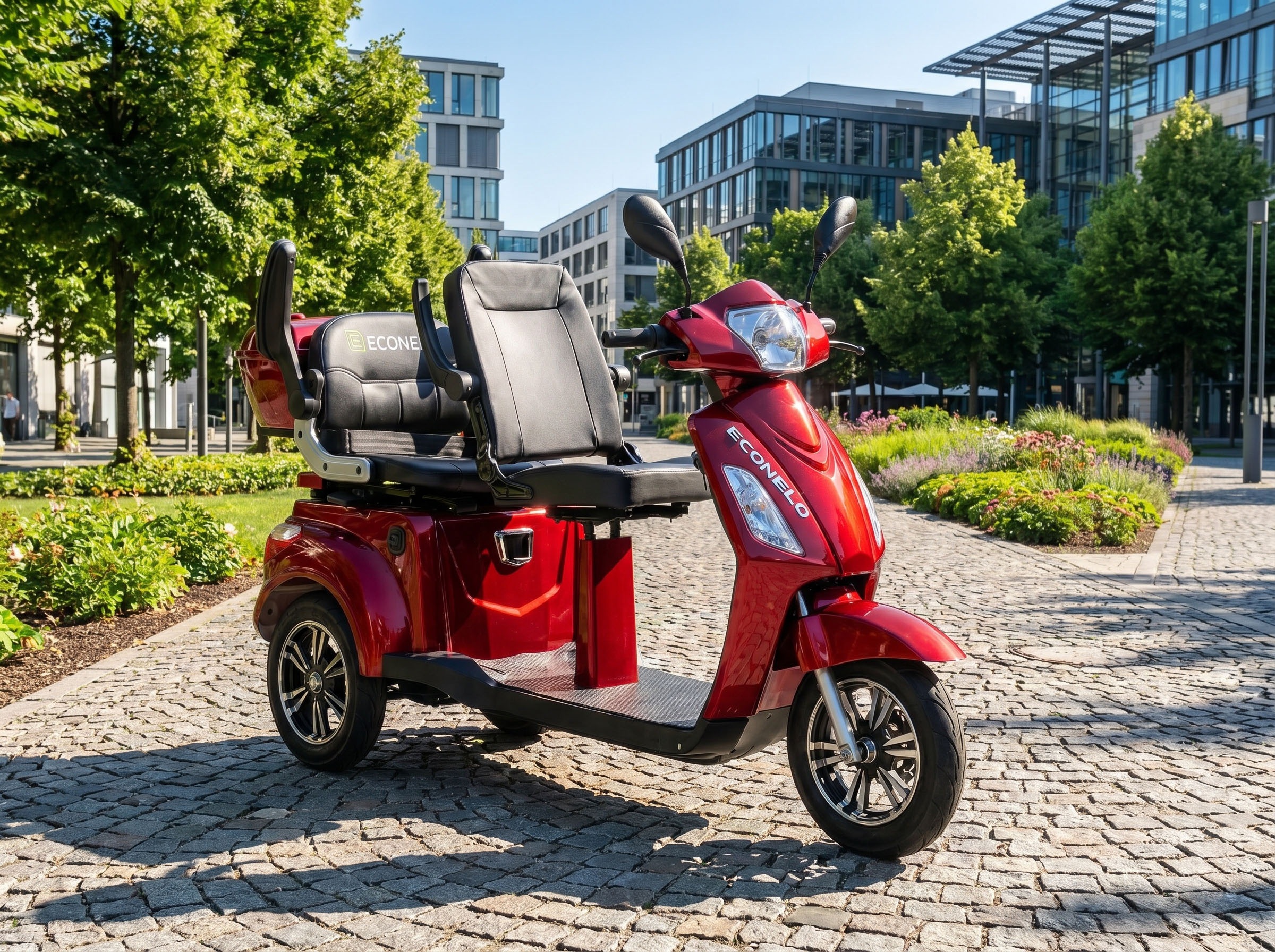 ECONELO Elektromobil 1.000 W 25 km/h Sicherheitsrollen gegen Kippen, 3 Geschwindigkeitsstufen