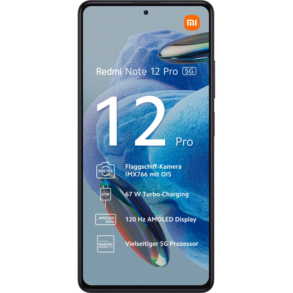 Xiaomi Smartphone »Redmi Note 12 Pro 5G 8GB+128GB«, Schwarz, 16,94 cm/6,67 Zoll, 128 GB Speicherplatz, 50 MP Kamera