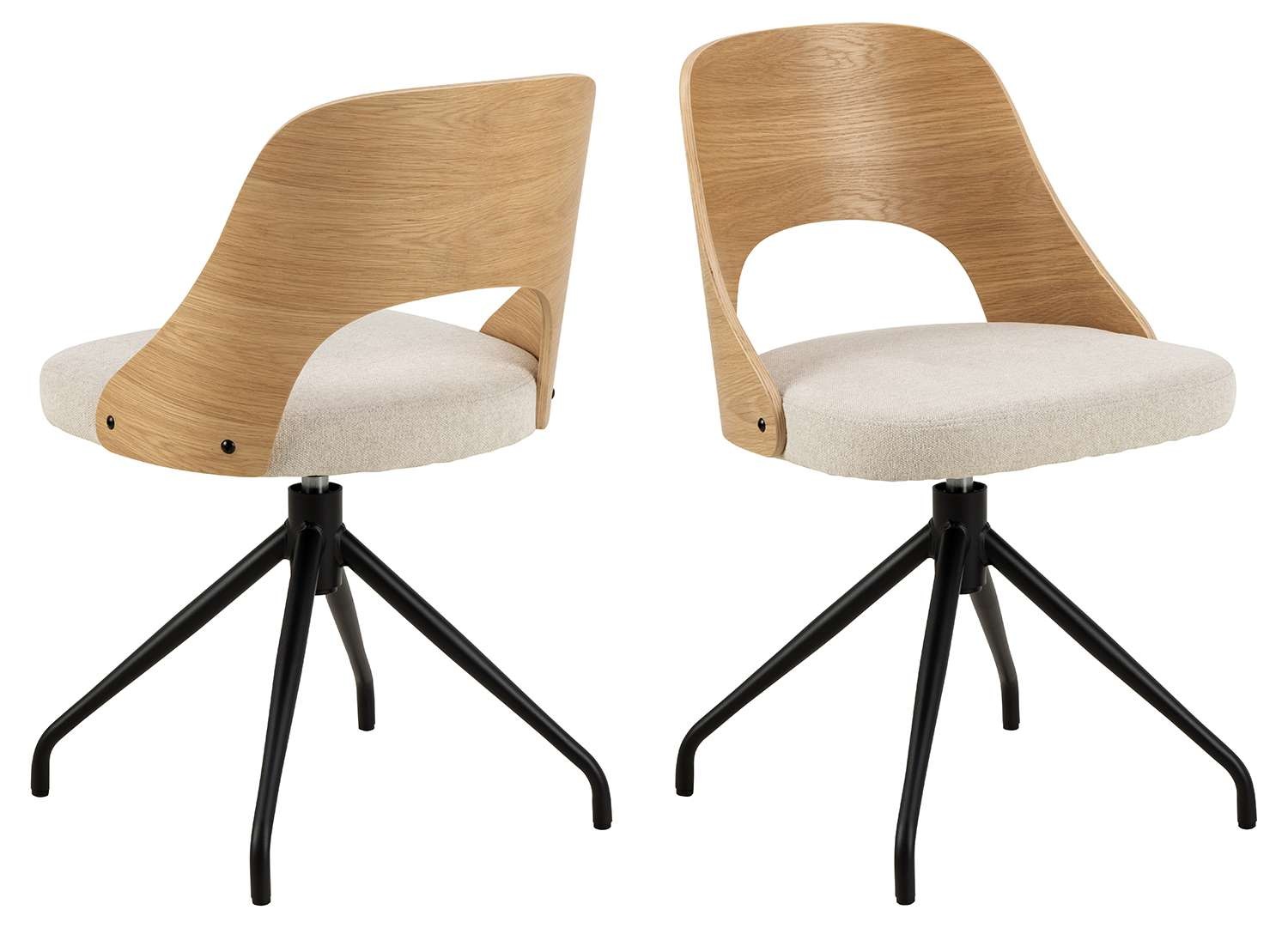 ACTONA GROUP Esszimmerstuhl »Lucy«, Stoff beige, Rücken Eichenfurnier, 4-St günstig online kaufen