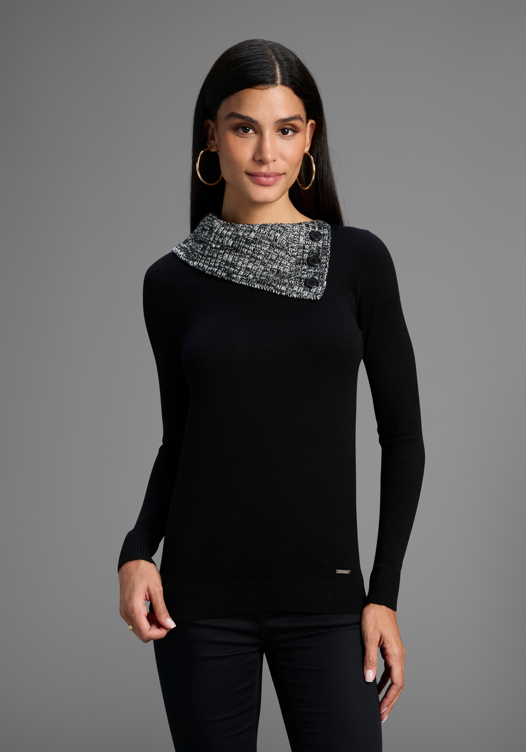 Bruno Banani Strickpullover, mit offenem Rollkragen - NEUE KOLLEKTION