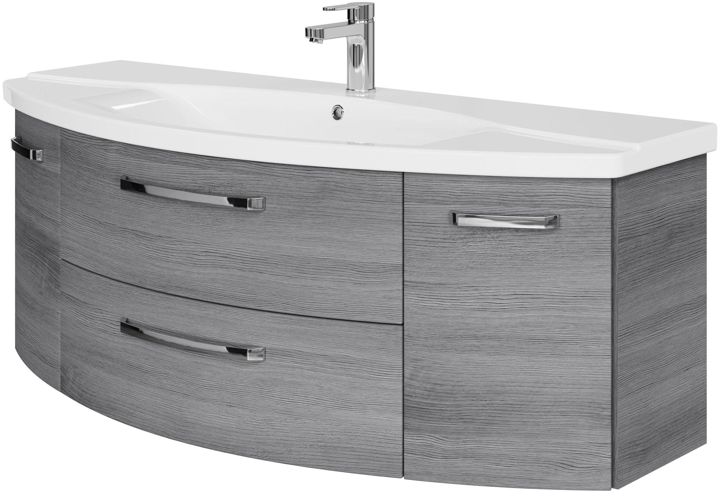 Saphir Badmöbel-Set »Serie 4010 2-teilig Keramik-Waschtisch mit LED-Spiegelschrank«, (Set), Badezimmer Set 144 cm breit, inkl. Türdämpfer, 5 Türen, 2 Schubladen