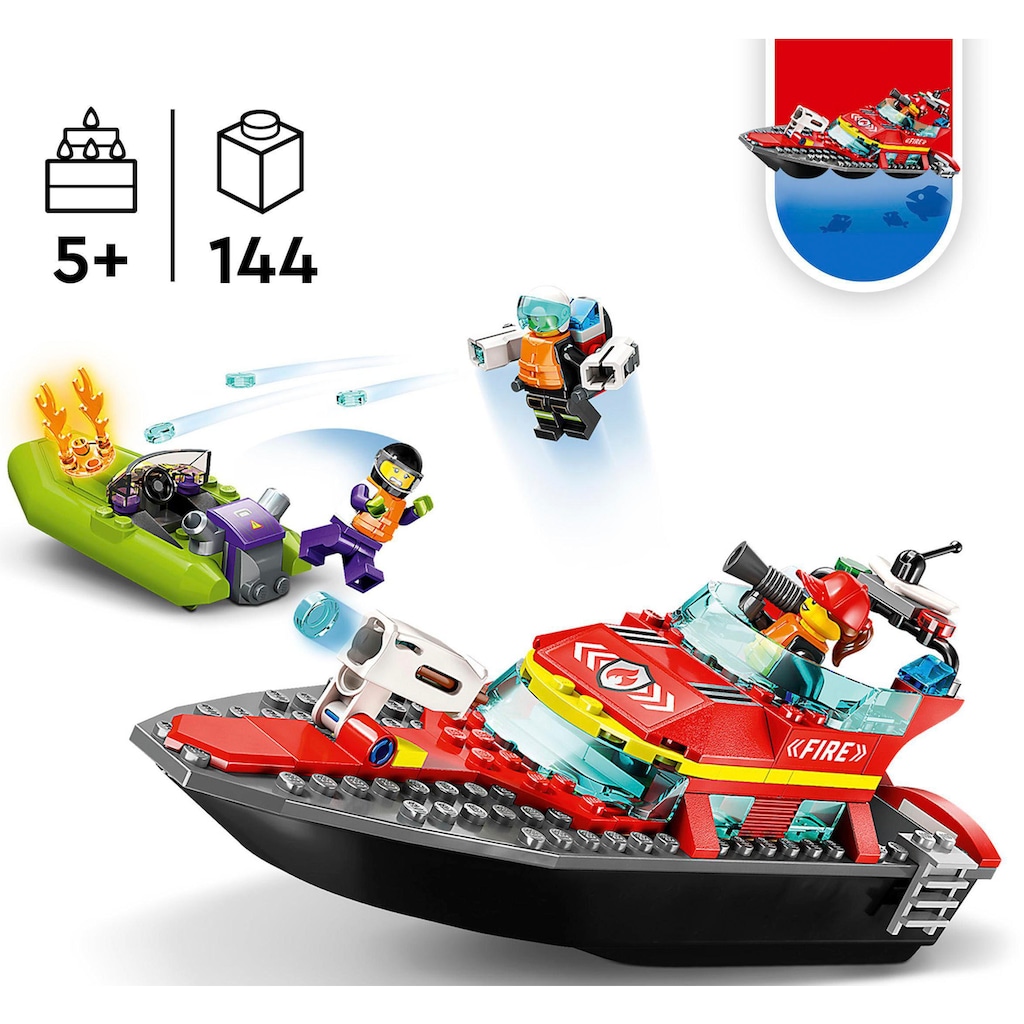 LEGO® Konstruktionsspielsteine »Feuerwehrboot (60373), LEGO® City«, (144 St.), Made in Europe