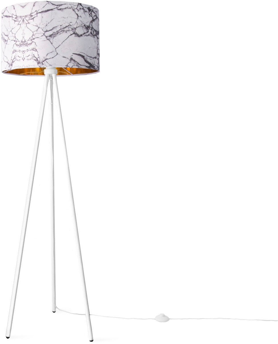 Paco Home Stehlampe »Trina Kraft«, Leuchtmittel E27 | ohne Leuchtmittel, Standleuchte Schlafzimmer E27 Marmor Stein Design Grau Weiß
