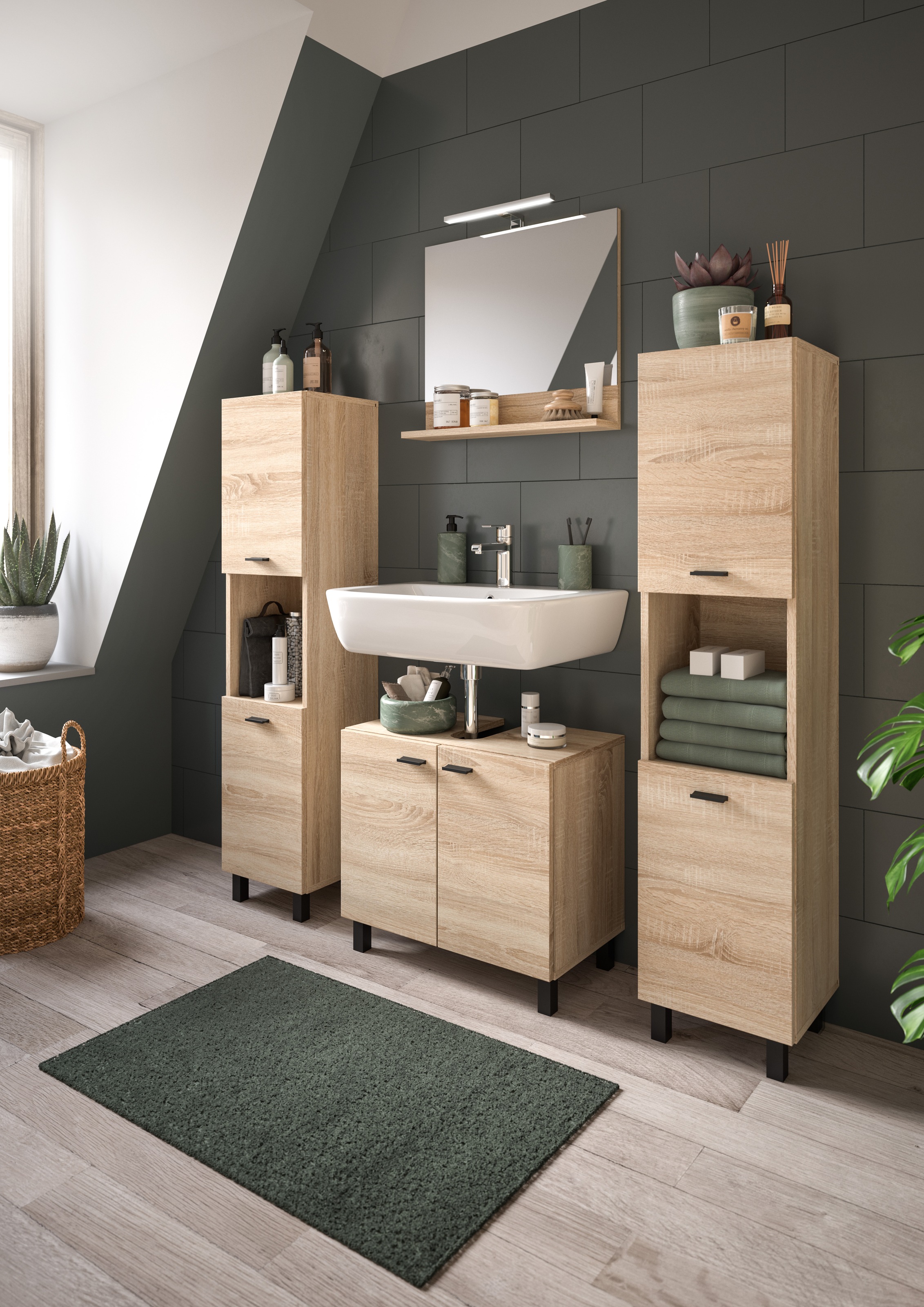 welltime Badmöbel-Set »Tampa, Breite 137cm, 4-teilig« 4 Stk. tlg. günstig online kaufen