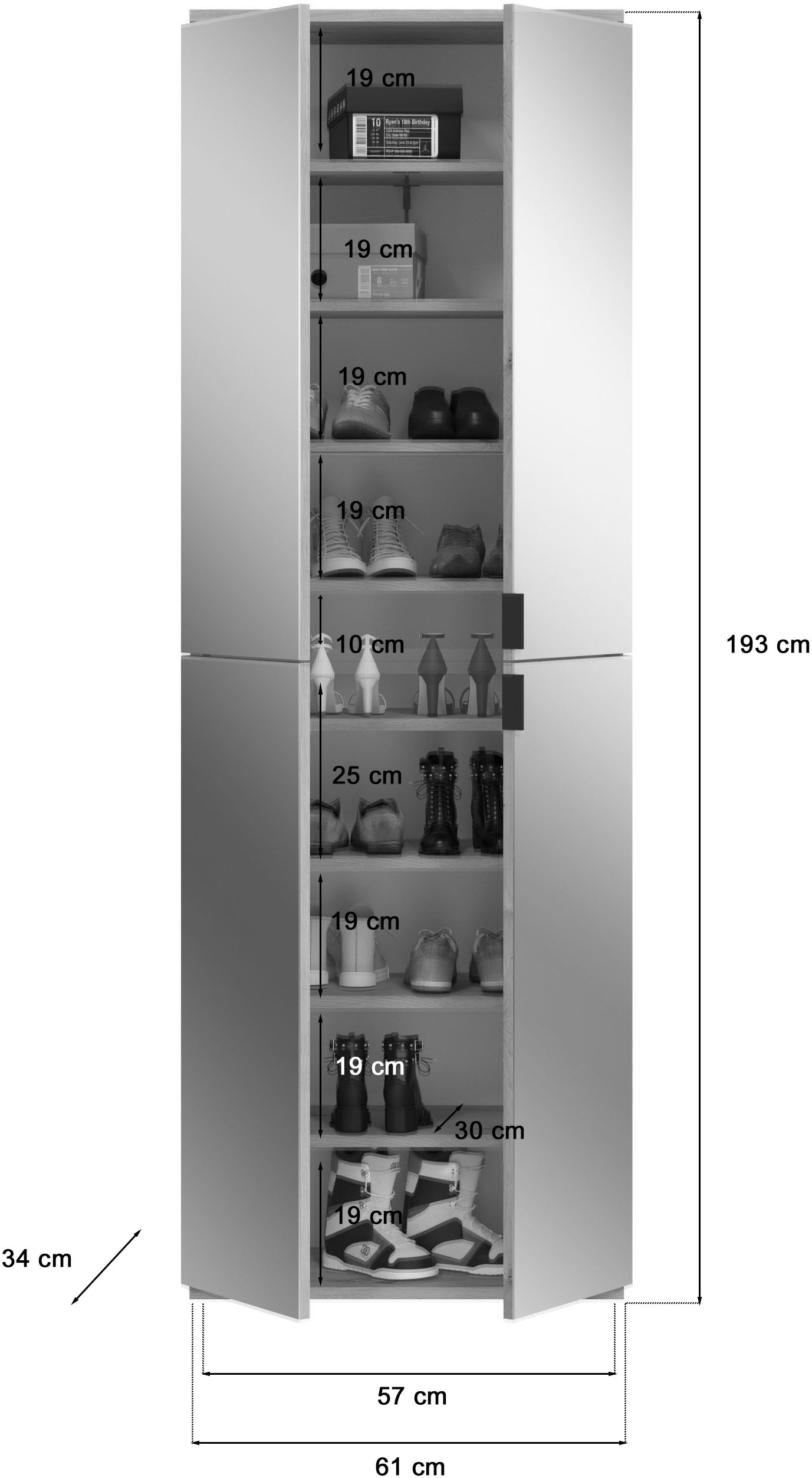 INOSIGN Garderoben-Set »Trondheim, Breite 273 cm, 6-teilig, bestehend aus:«, (Set, 5 St.), 3x Garderobenschrank, 1 Kommode, 1 Garderobenstange, 1 Ablageboden