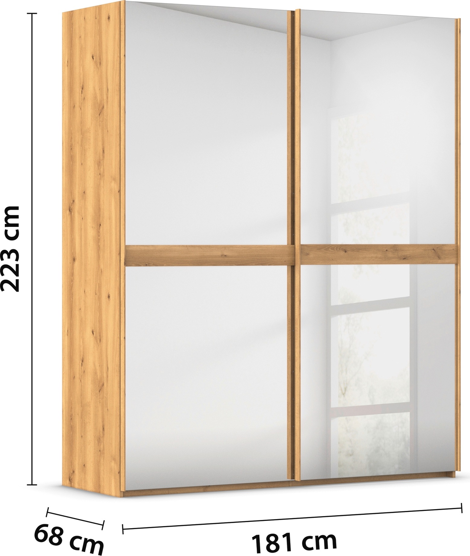 rauch Schwebetürenschrank »Kleiderschrank Schrank Garderobe Schlafzimmerschrank SCALE-LINE«, edle Optik mit Bauchbinde in Korpusfarbe Spiegelfront MADE IN GERMANY