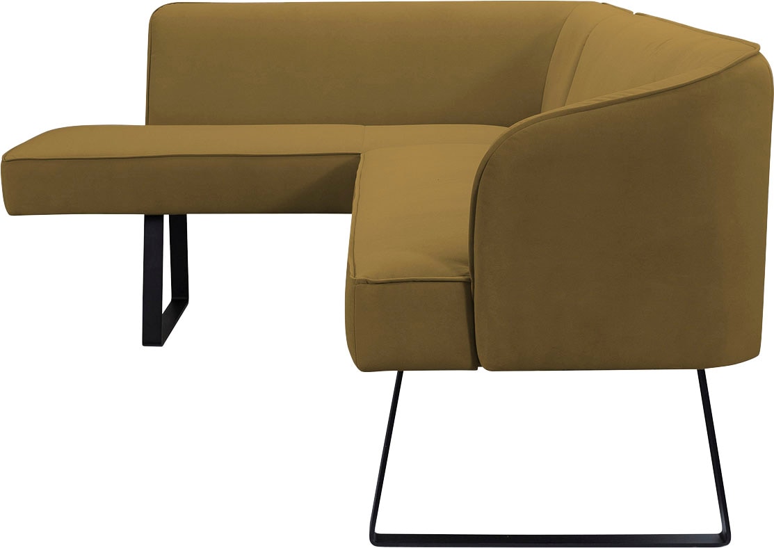 exxpo - sofa fashion Eckbank »Americano«, mit Keder und Metallfüßen, Bezug in verschiedenen Qualitäten