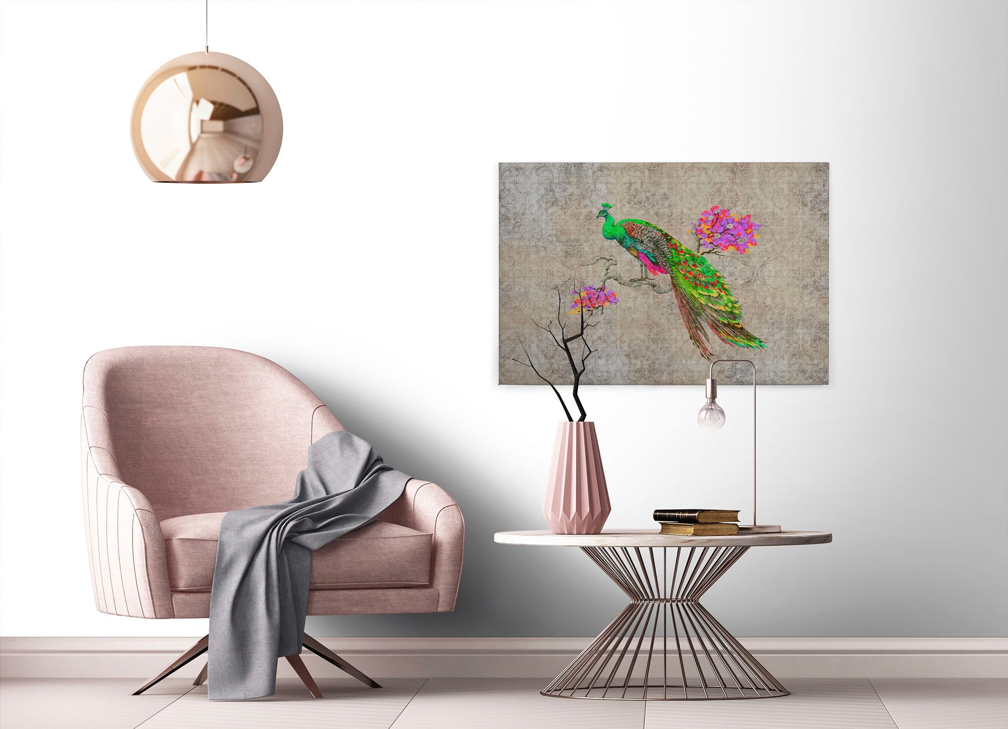 A.S. Création Leinwandbild »peacock«, Kunst-Tiere-Kinder, (1 St.), Keilrahmen Bild Bunt Pfau Leinwand-Bild Wohnzimmer modern Wandbild