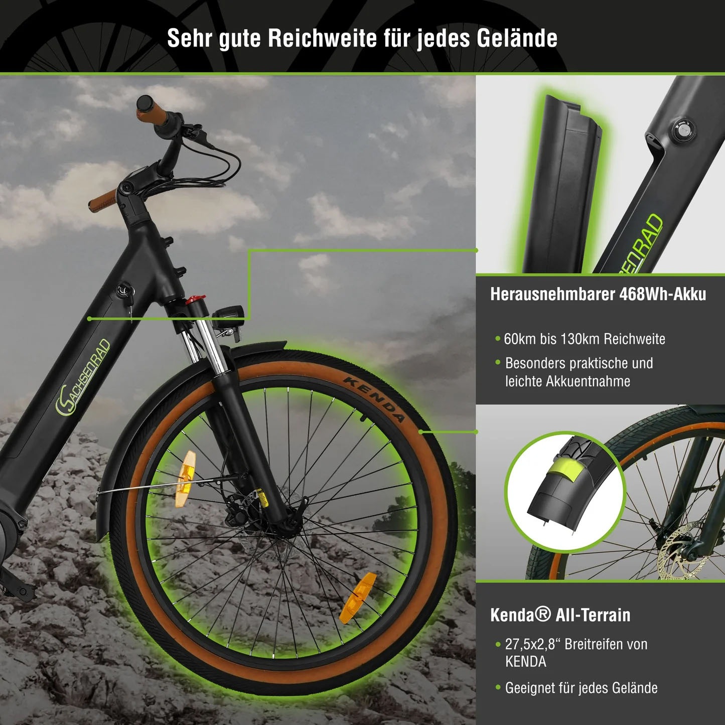 SachsenRad E-Bike »C5«, 7 Gang, Shimano, SHIMANO 7SP TOURNEY TY300, Mittelmotor 250 W, TFT Farb-LCD-Display, Fahrmodus Pedelec, 
LED-Frontlicht, Alarmanlage