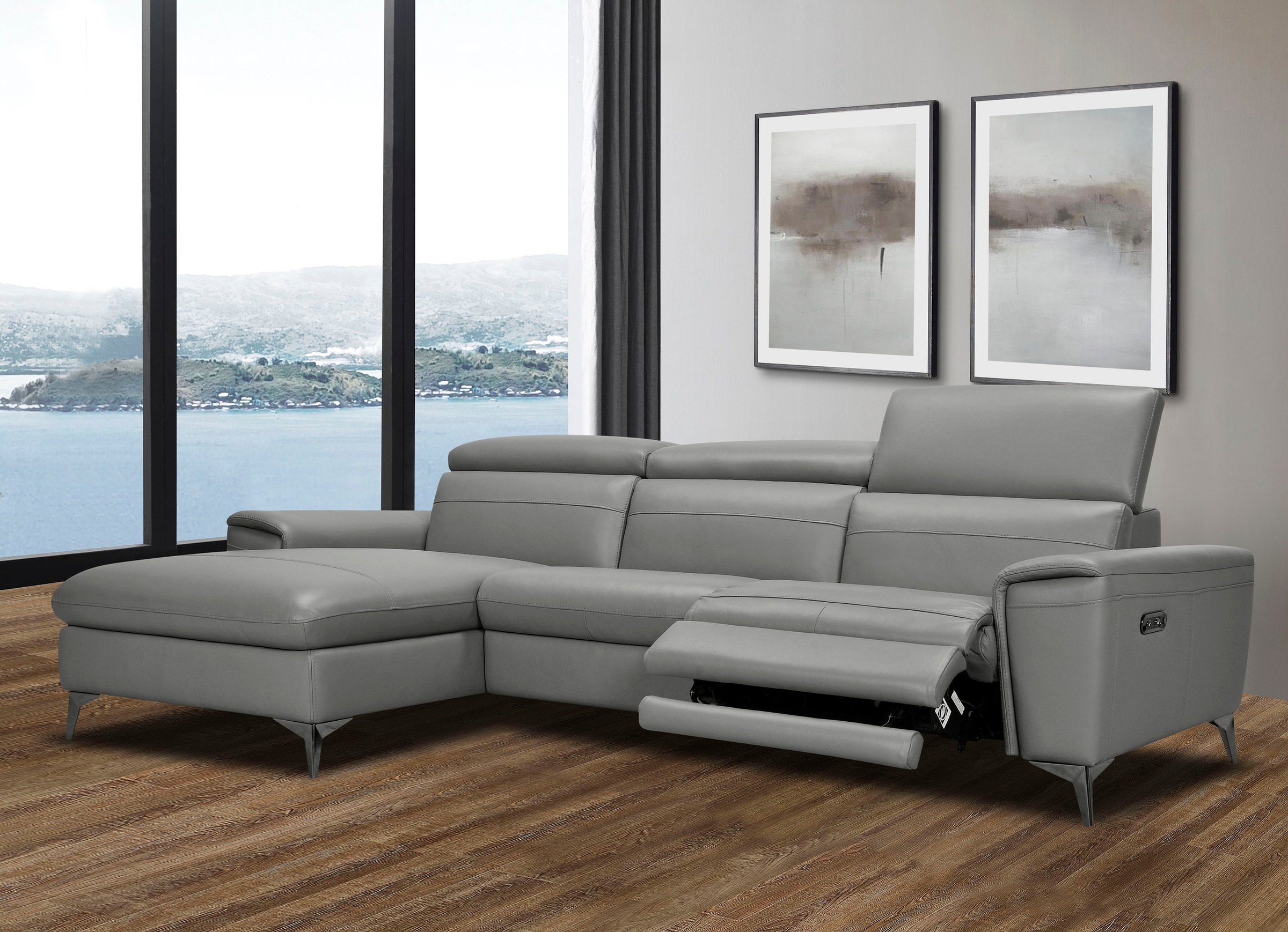 Places of Style Ecksofa »Theron, L-Form, 263 cm,«, elektrische Relaxfunktion, USB-Anschluss, manuelle Kopfteilverstellung