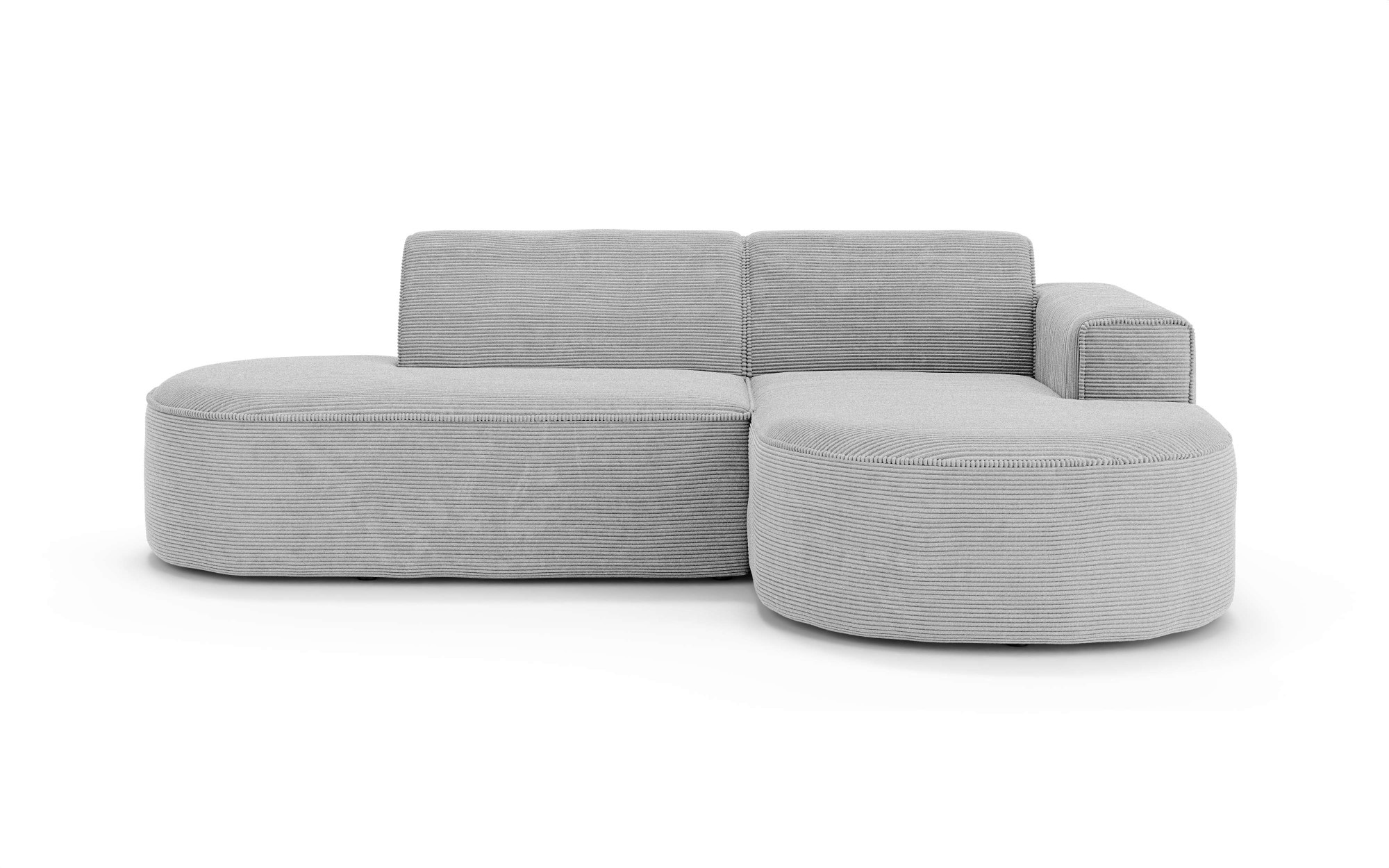 OTTO home Ecksofa »ADELLA XL Design-Sofa mit Recamiere rechts/links, 263/159/76 cm«, L-Form XL mit Wellenunterfederung, runde Form, auch in Cord