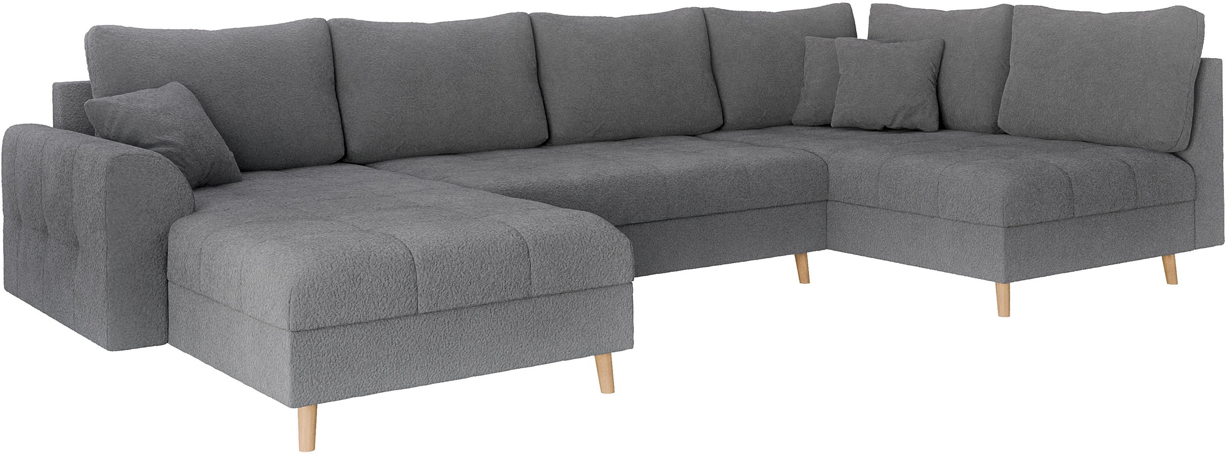Home affaire Wohnlandschaft »CHARRE U-Form mit Ottomane, Maße B/T/H: 310/161/81 cm«, feine Steppung, lose Rücken- und Zierkissen, auch in Cord und Bouclé
