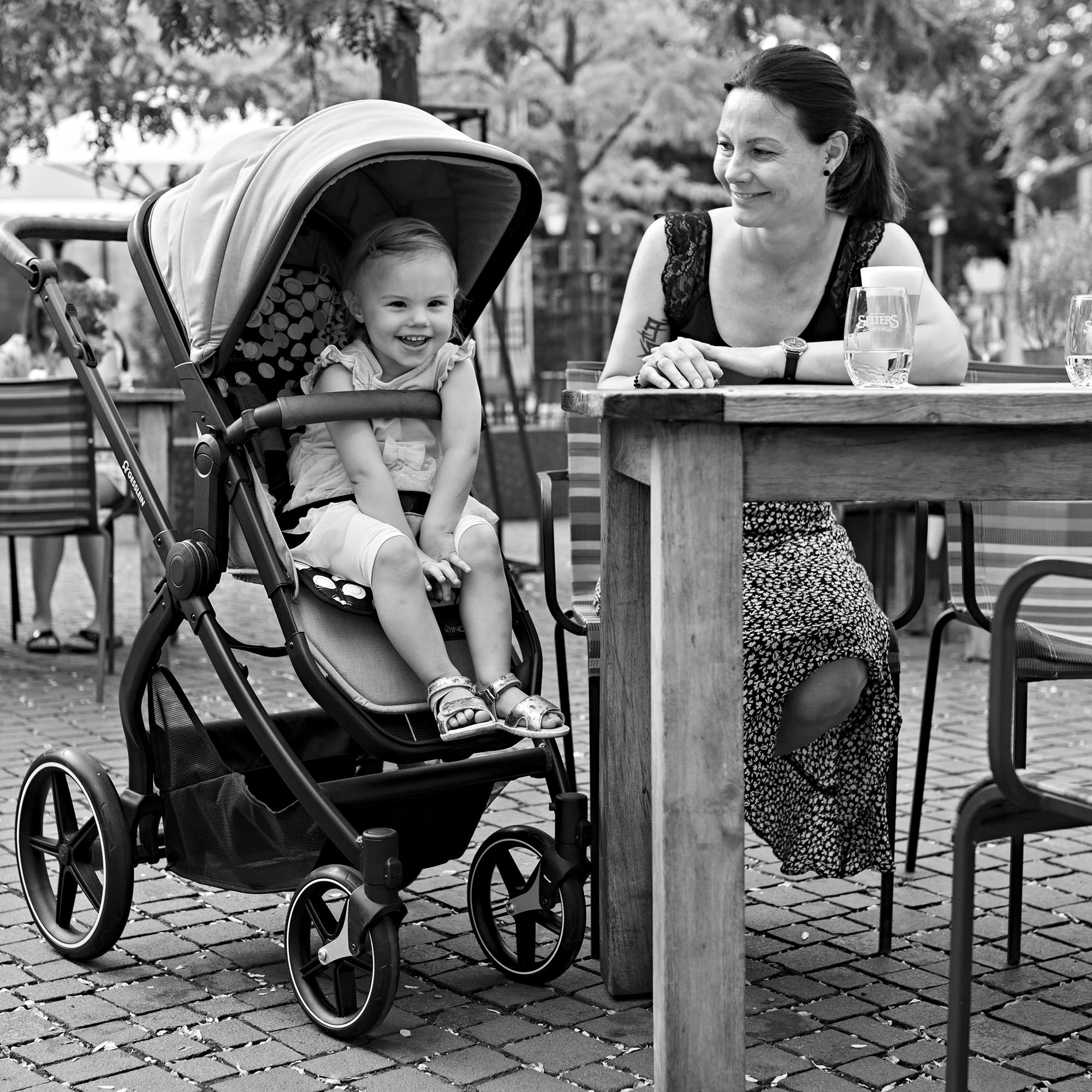 Gesslein Kombi-Kinderwagen »FX4 Soft+ mit Aufsatz Life, schwarz/tabak, farn«, mit Babywanne C3 und Babyschalenadapter