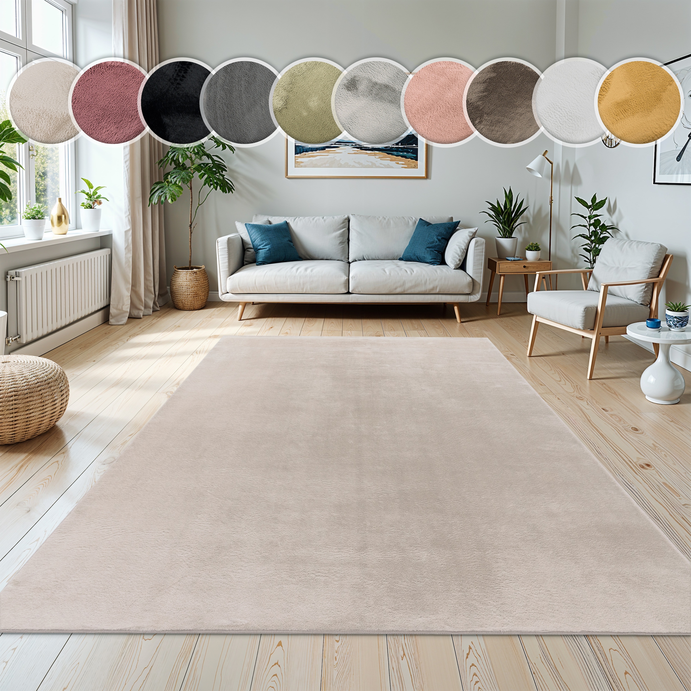 Paco Home Fellteppich »Kunstfell Soft 380« rechteckig 14 mm Höhe Langflor, Kuschelteppich - besonders weich, Uni-Farben