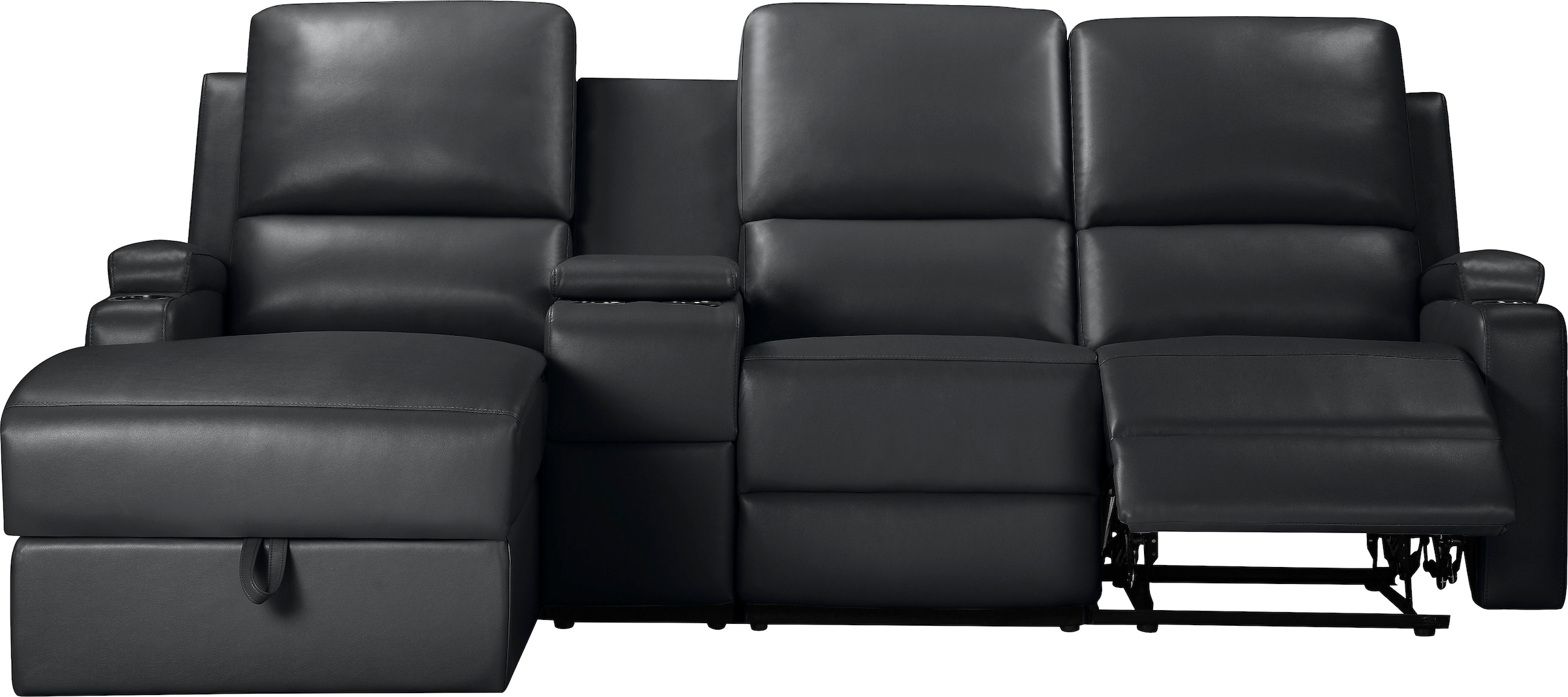 Home affaire Ecksofa »NAPORI Multimediasofa, 3er Kinosessel XXL, L-Form, 3 Bezugsstoffe«, Kinosofa mit Relaxfunktion, Getränkehalter, Staufach und Staukasten