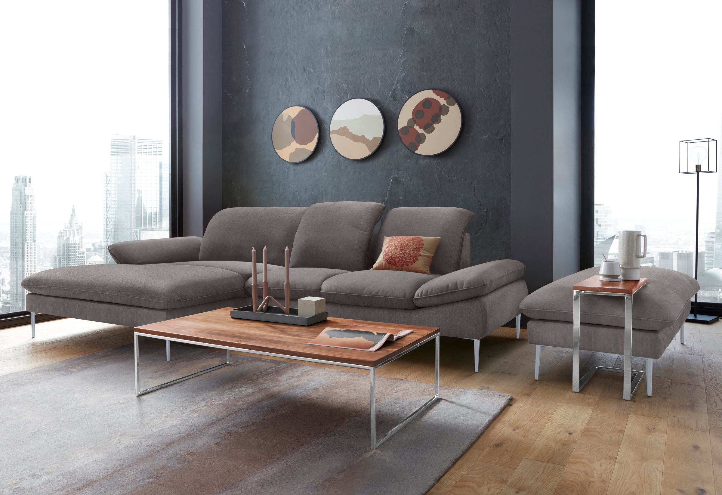 W.SCHILLIG Hocker »enjoy&MORE«, Füße silber matt, Breite 151 cm
